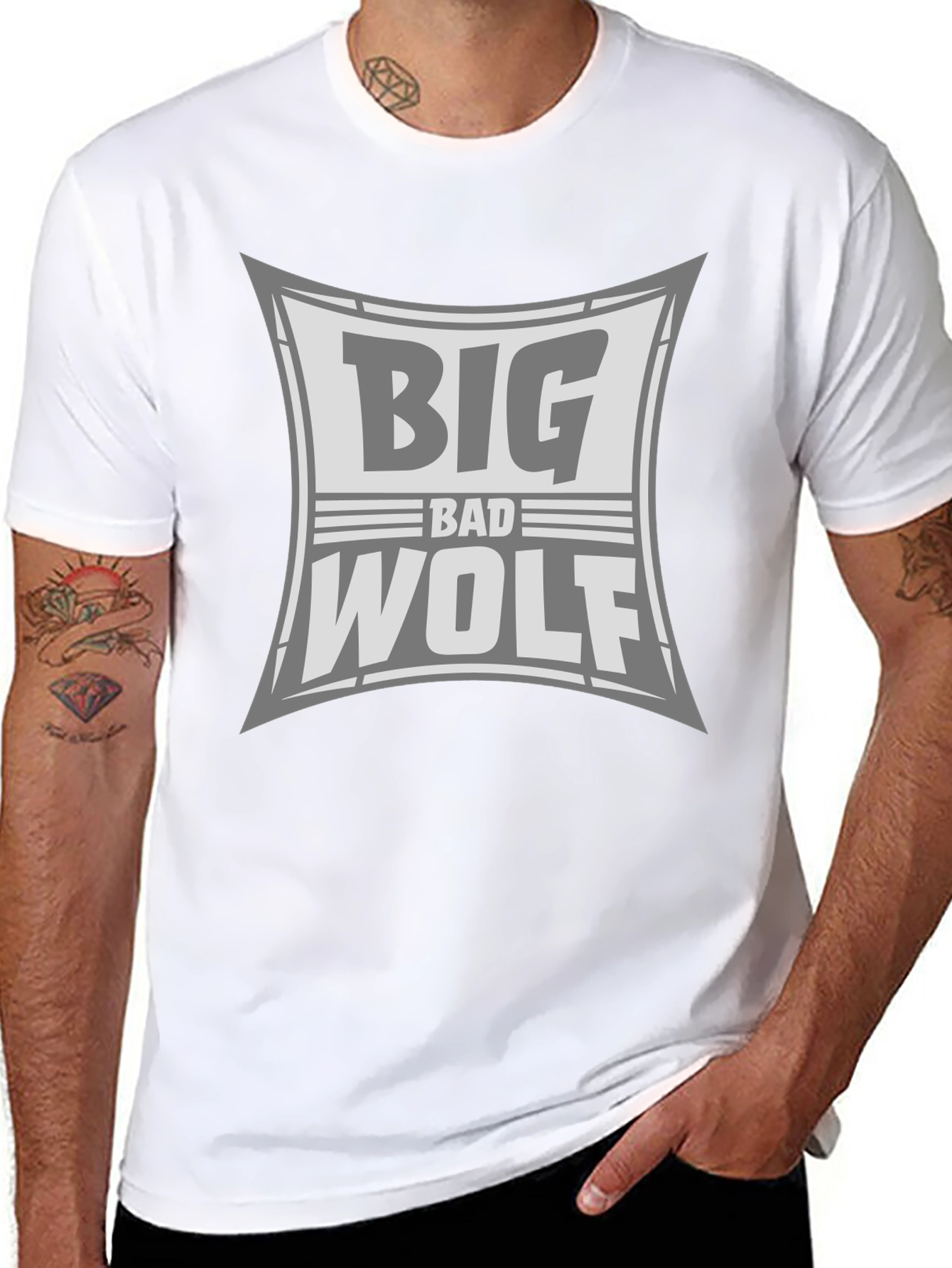 Big Bad Wolf Graphic Print Black T-Shirt