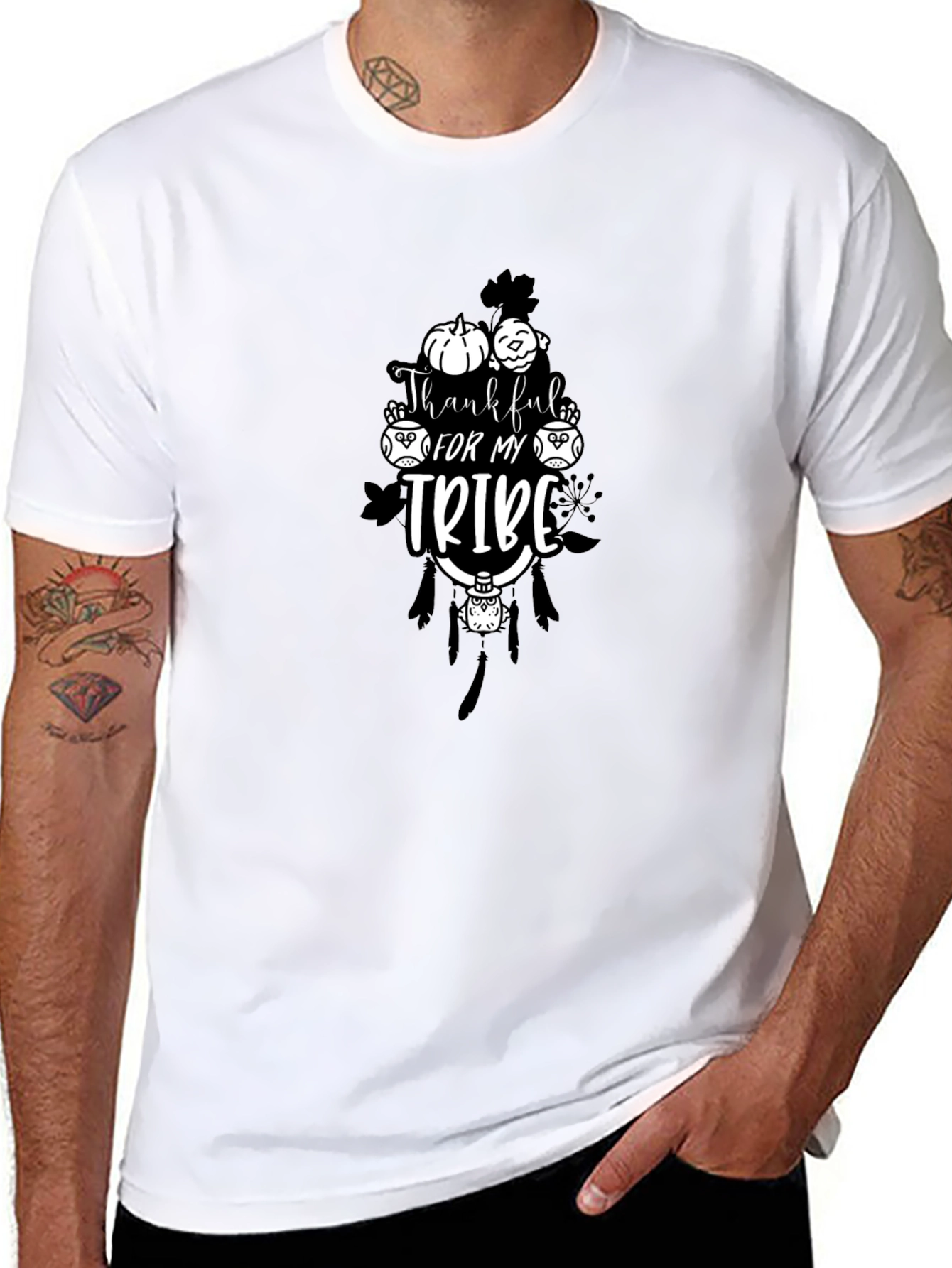Thankful for My Tribe Black T-Shirt