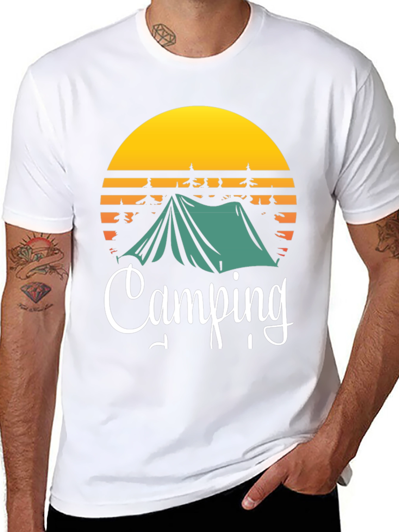Camping Adventure Tee: Tent & Sunset Design