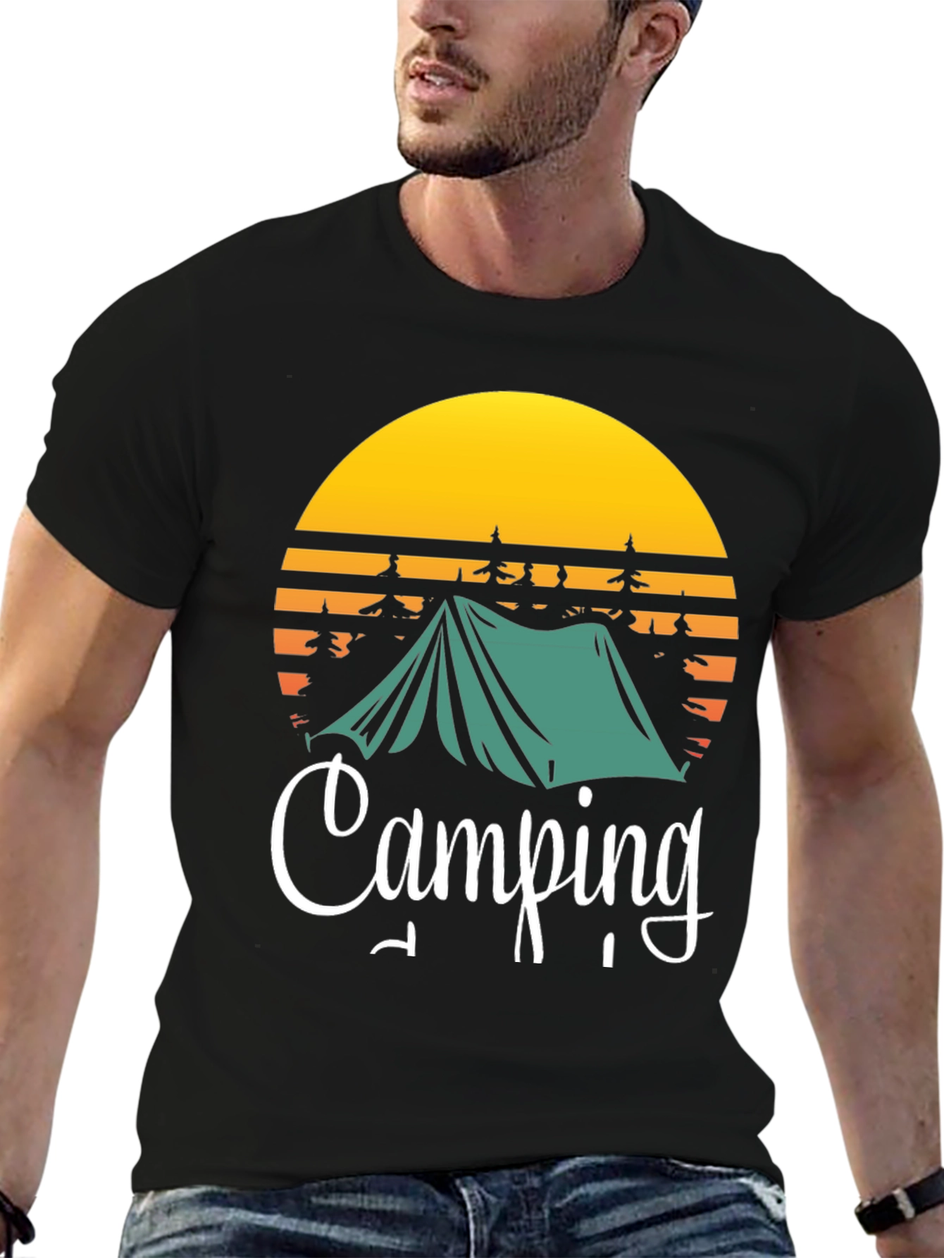 Camping Adventure Tee: Tent & Sunset Design