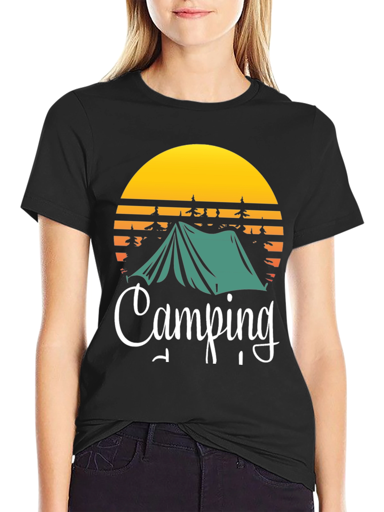 Camping Adventure Tee: Tent & Sunset Design