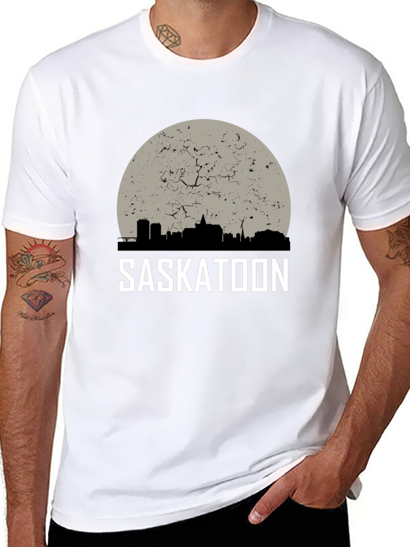 Saskatoon Skyline Graphic Tee - Retro City T-Shirt