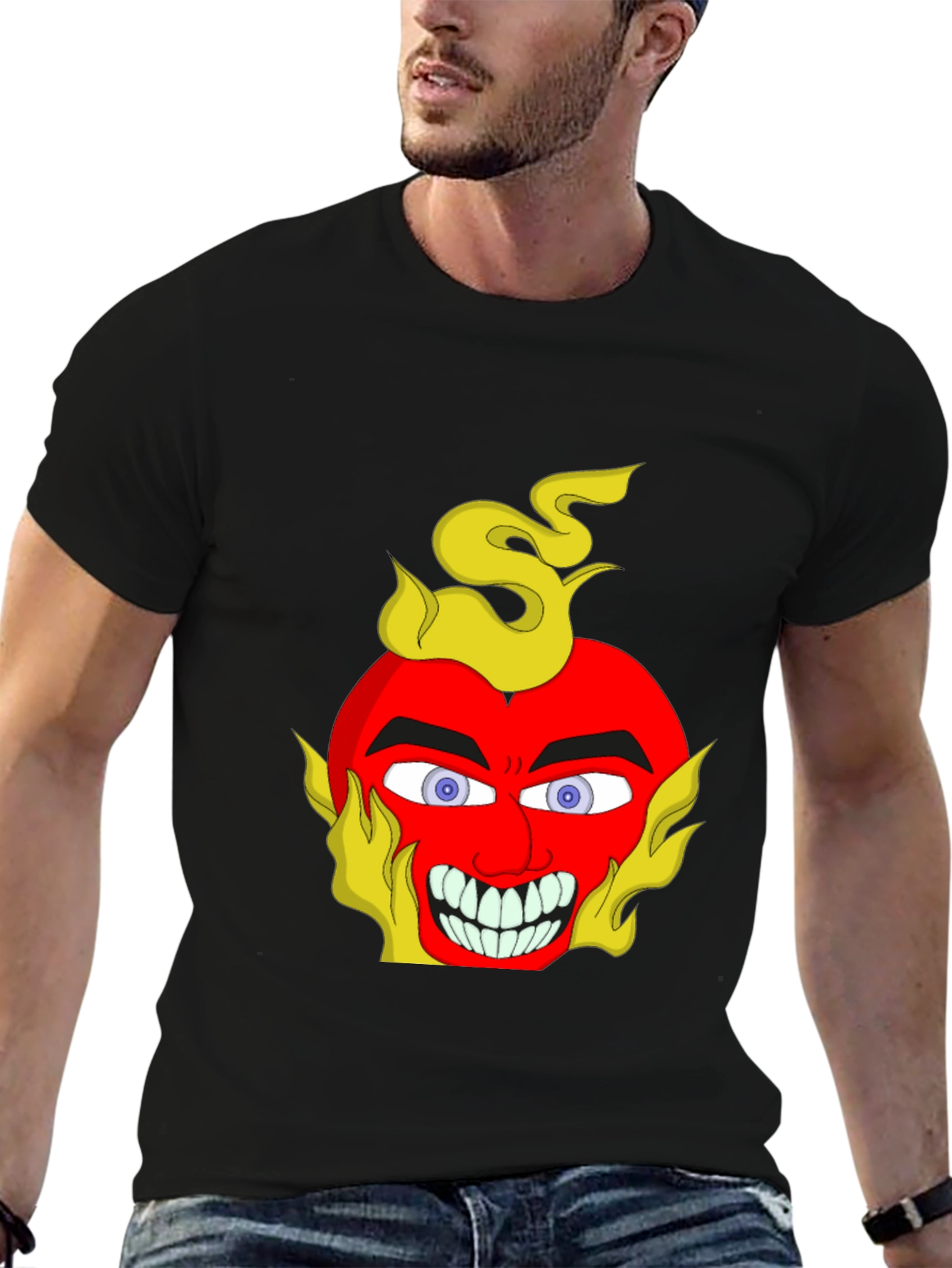 Fiery Devil Heart Graphic Tee - Unique Design