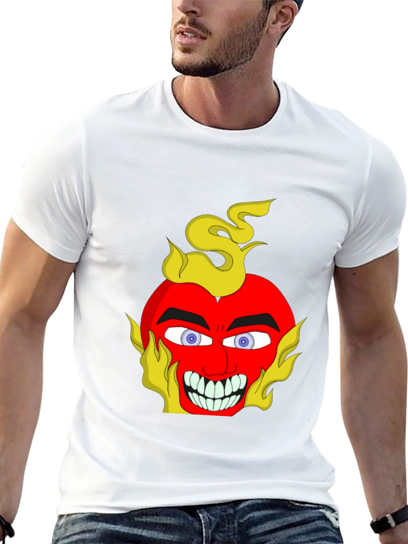 Fiery Devil Heart Graphic Tee - Unique Design