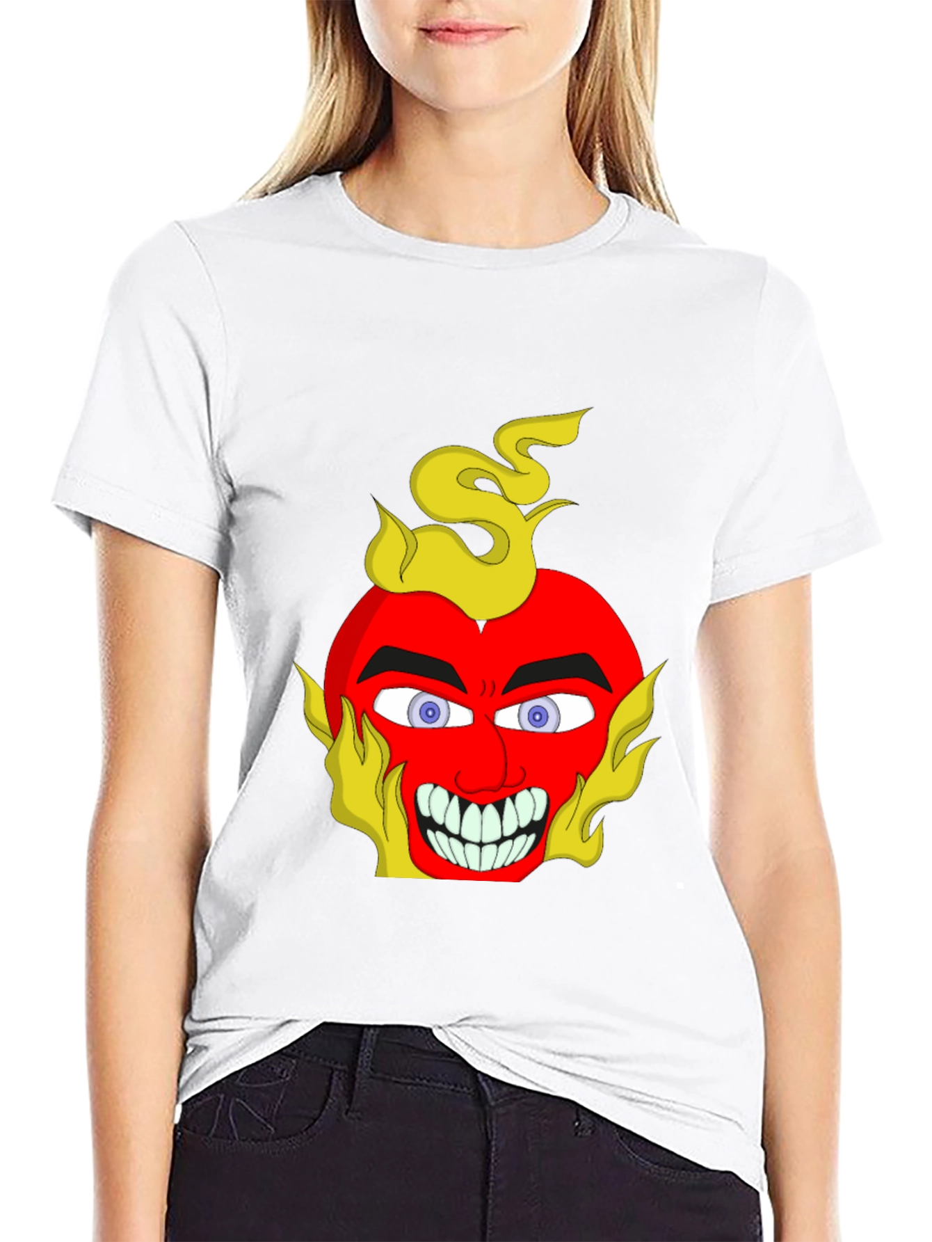 Fiery Devil Heart Graphic Tee - Unique Design
