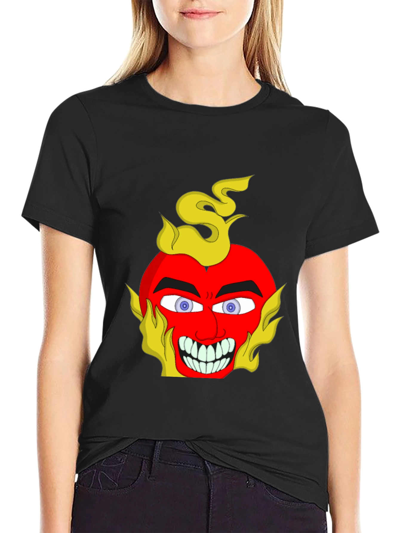Fiery Devil Heart Graphic Tee - Unique Design