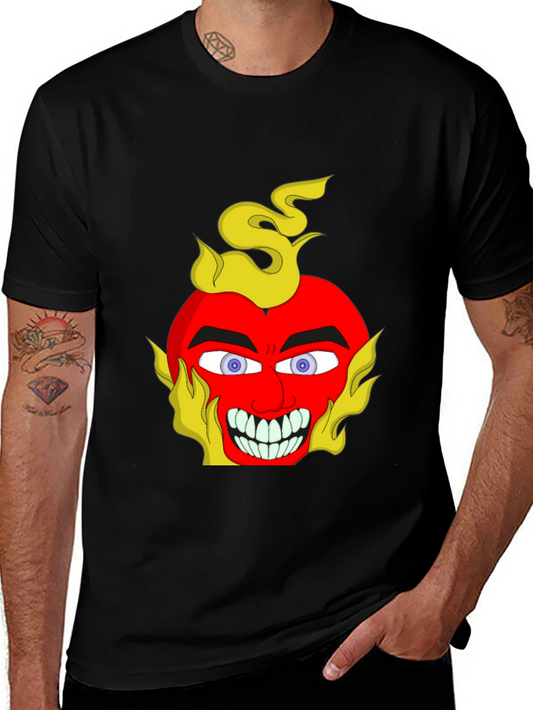 Fiery Devil Heart Graphic Tee - Unique Design