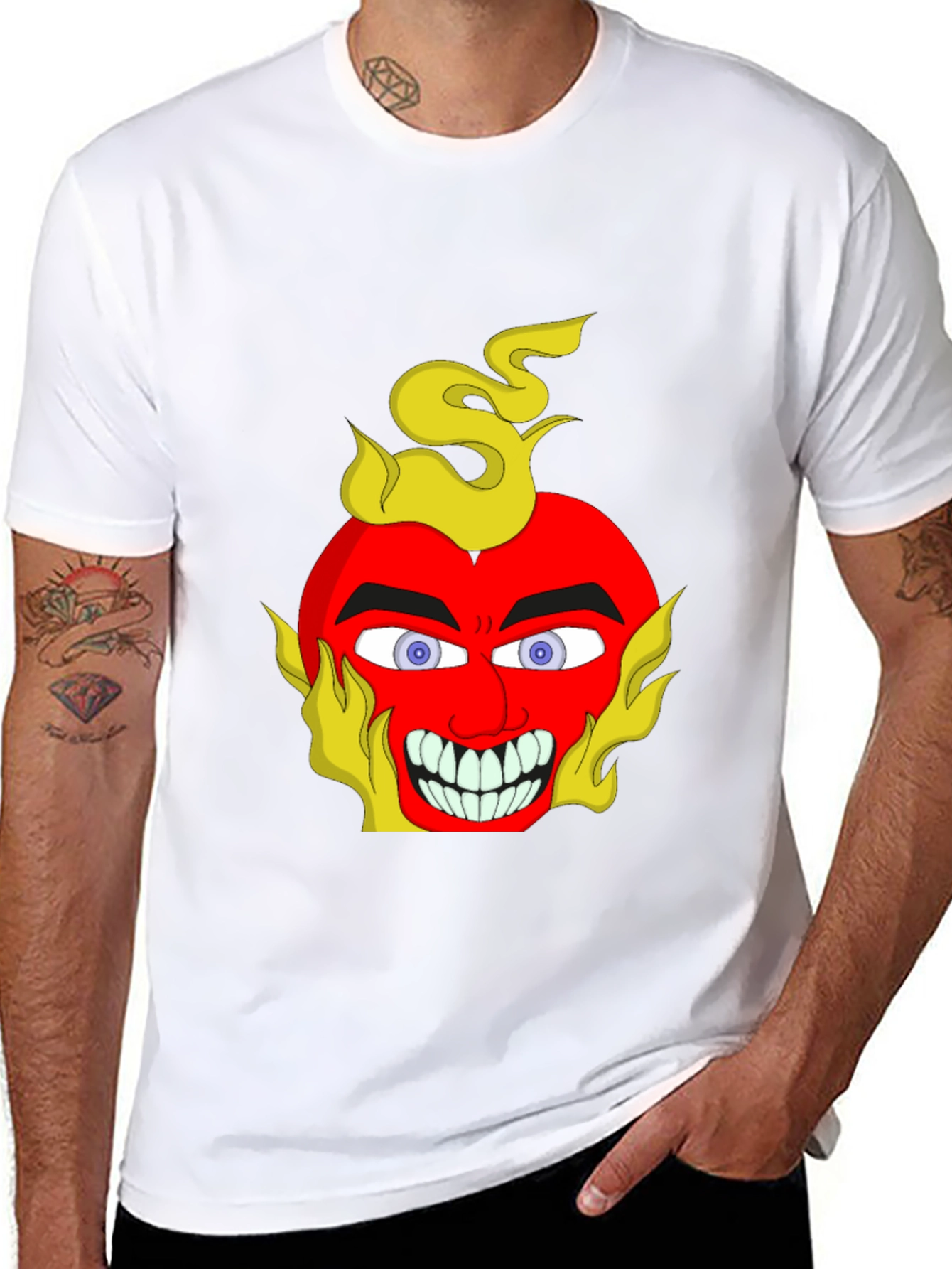 Fiery Devil Heart Graphic Tee - Unique Design