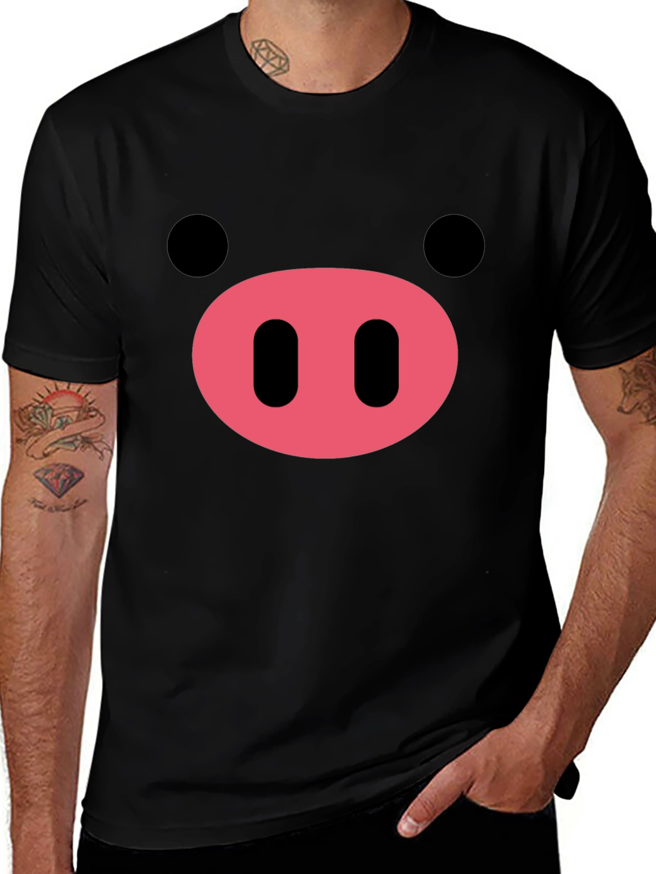 Pig Face Graphic T-Shirt - Black Cotton Tee