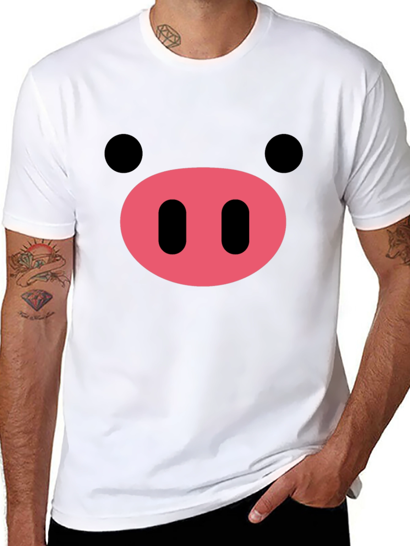 Pig Face Graphic T-Shirt - Black Cotton Tee
