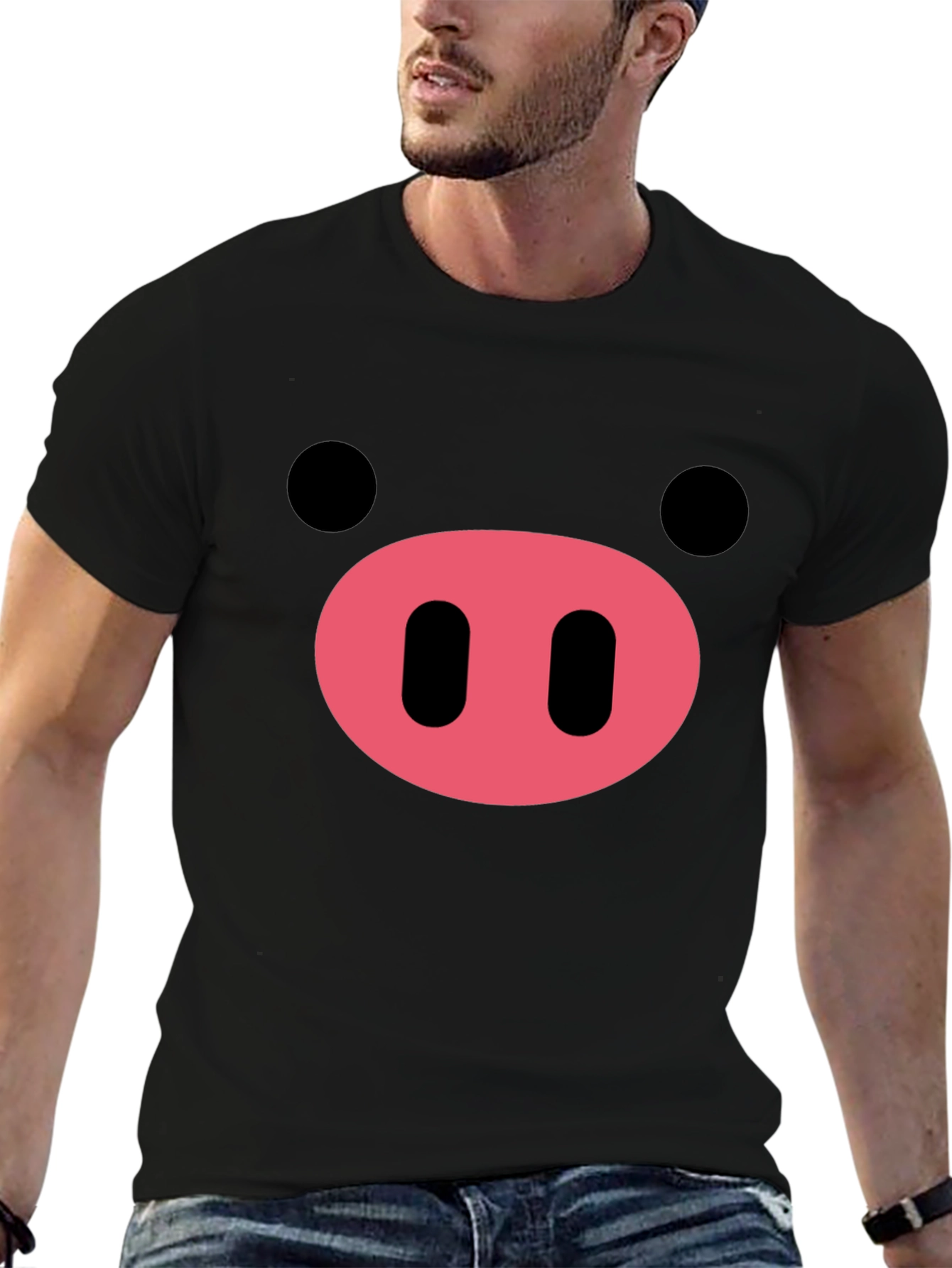 Pig Face Graphic T-Shirt - Black Cotton Tee