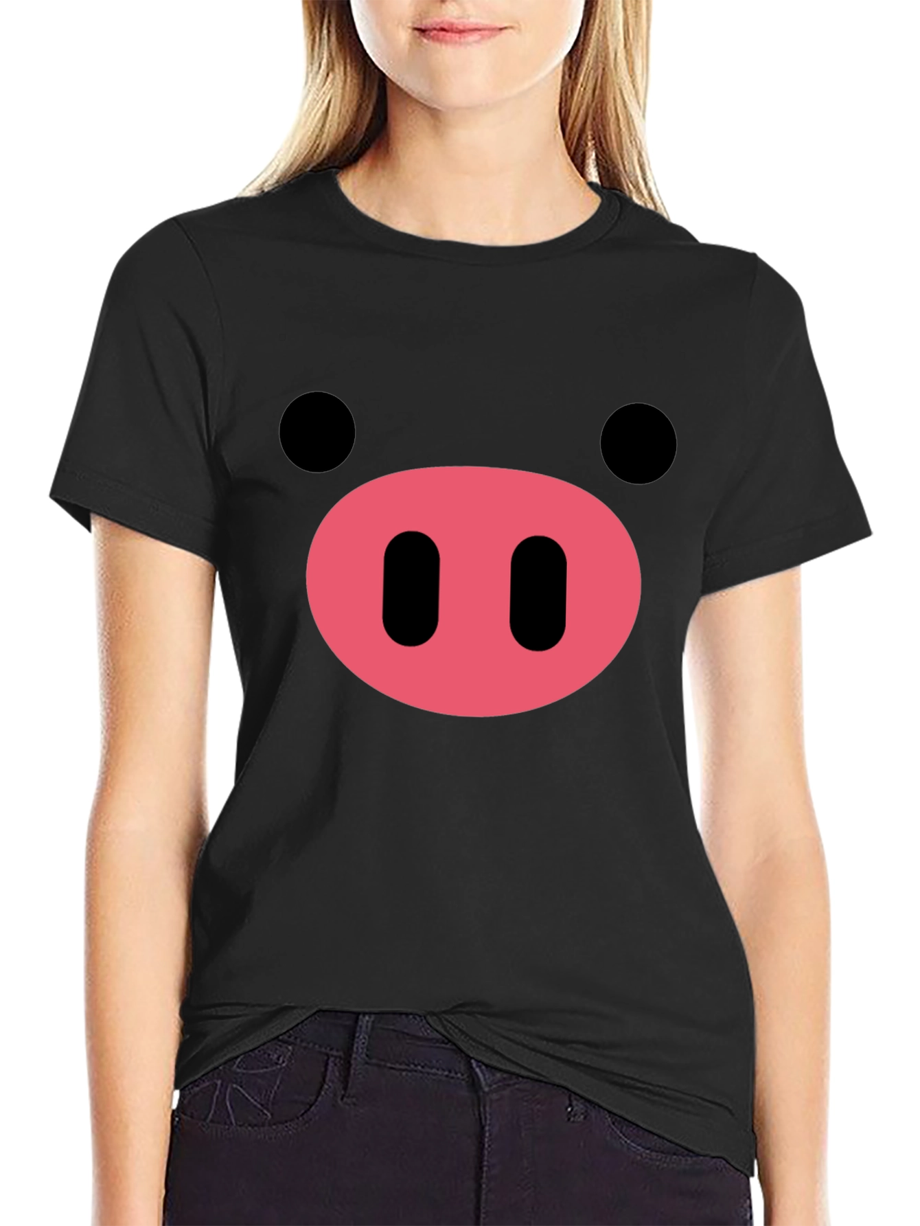 Pig Face Graphic T-Shirt - Black Cotton Tee