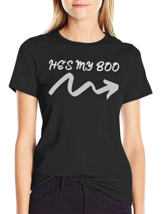 Hes My Boo Matching Couple Tee - Black