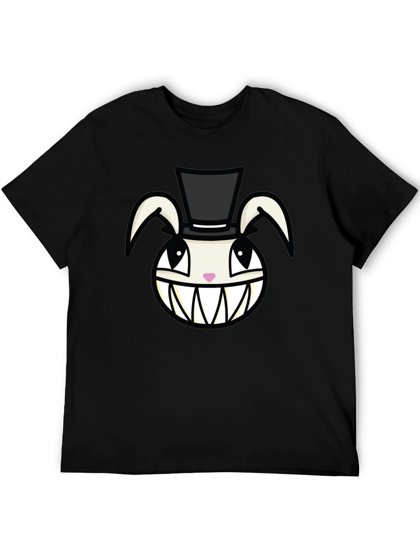 Creepy Rabbit Top Hat Graphic Tee - Black