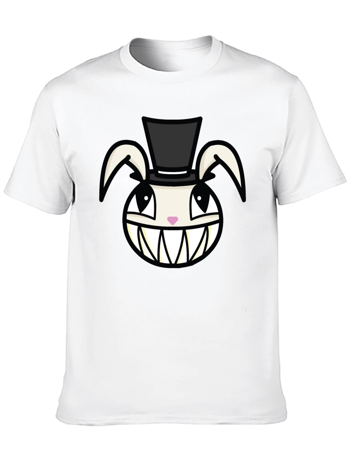 Creepy Rabbit Top Hat Graphic Tee - Black