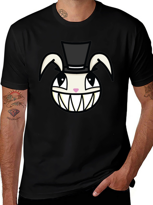 Creepy Rabbit Top Hat Graphic Tee - Black
