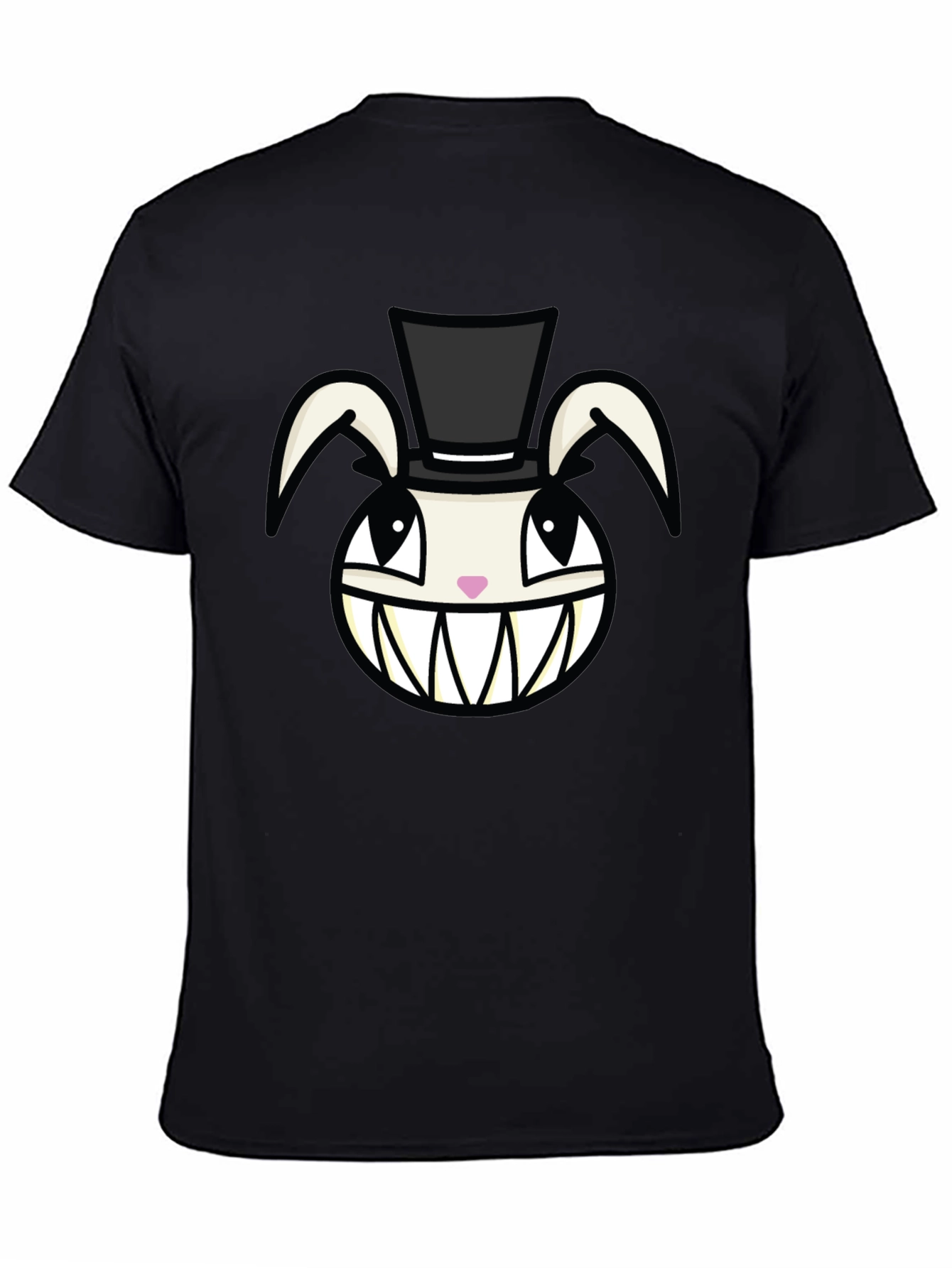 Creepy Rabbit Top Hat Graphic Tee - Black
