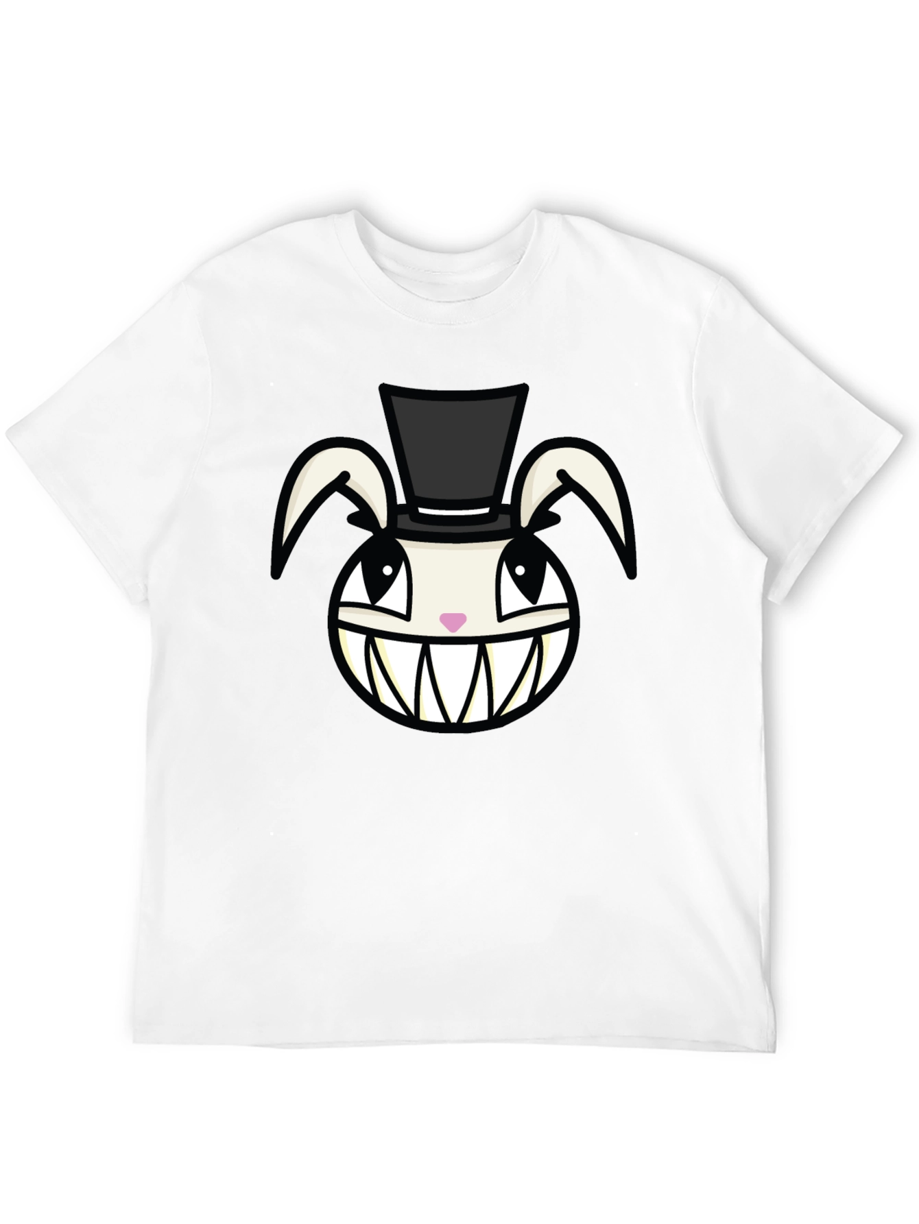 Creepy Rabbit Top Hat Graphic Tee - Black