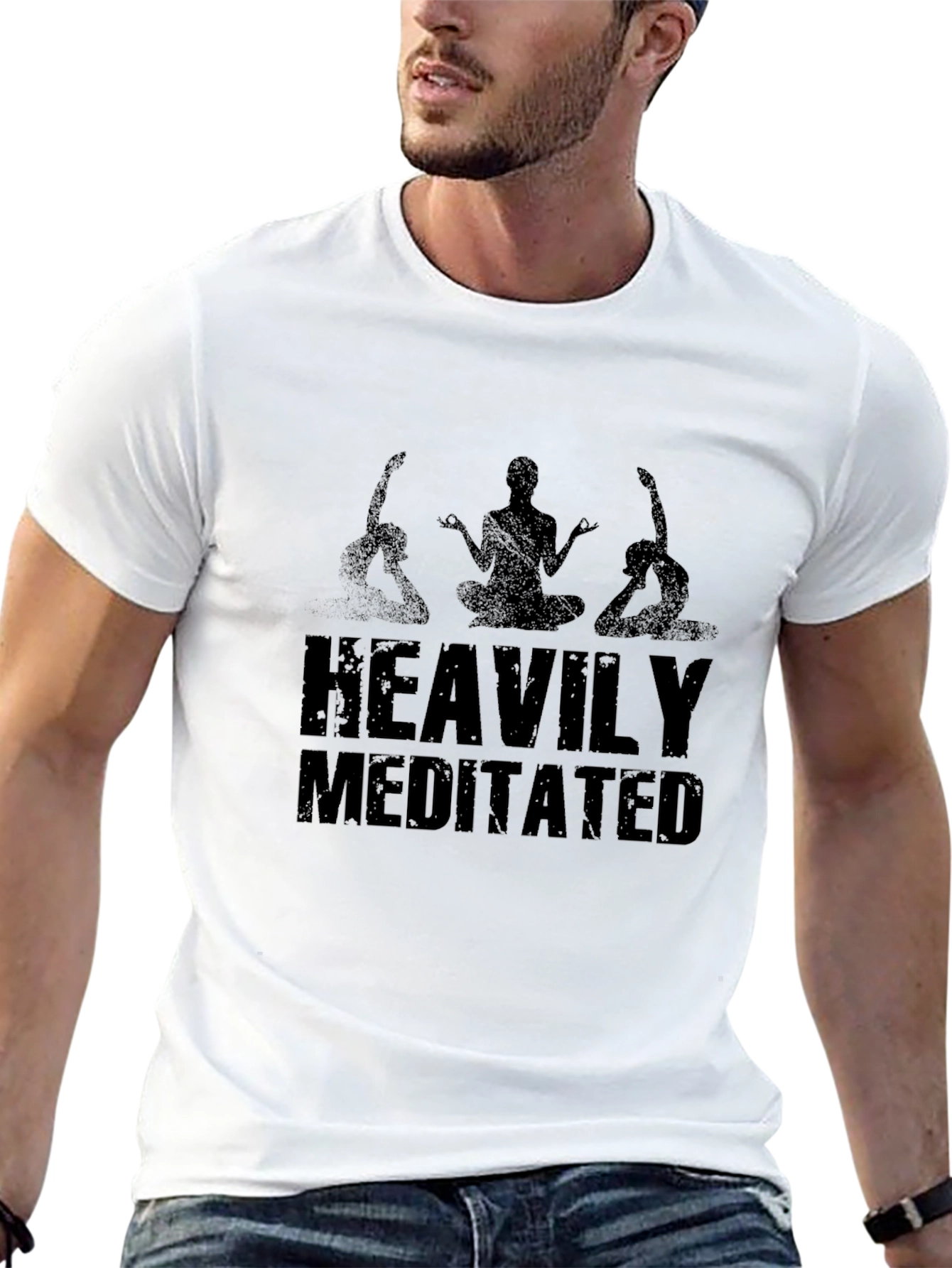 Heavily Meditated Black T-Shirt - Relaxed Fit