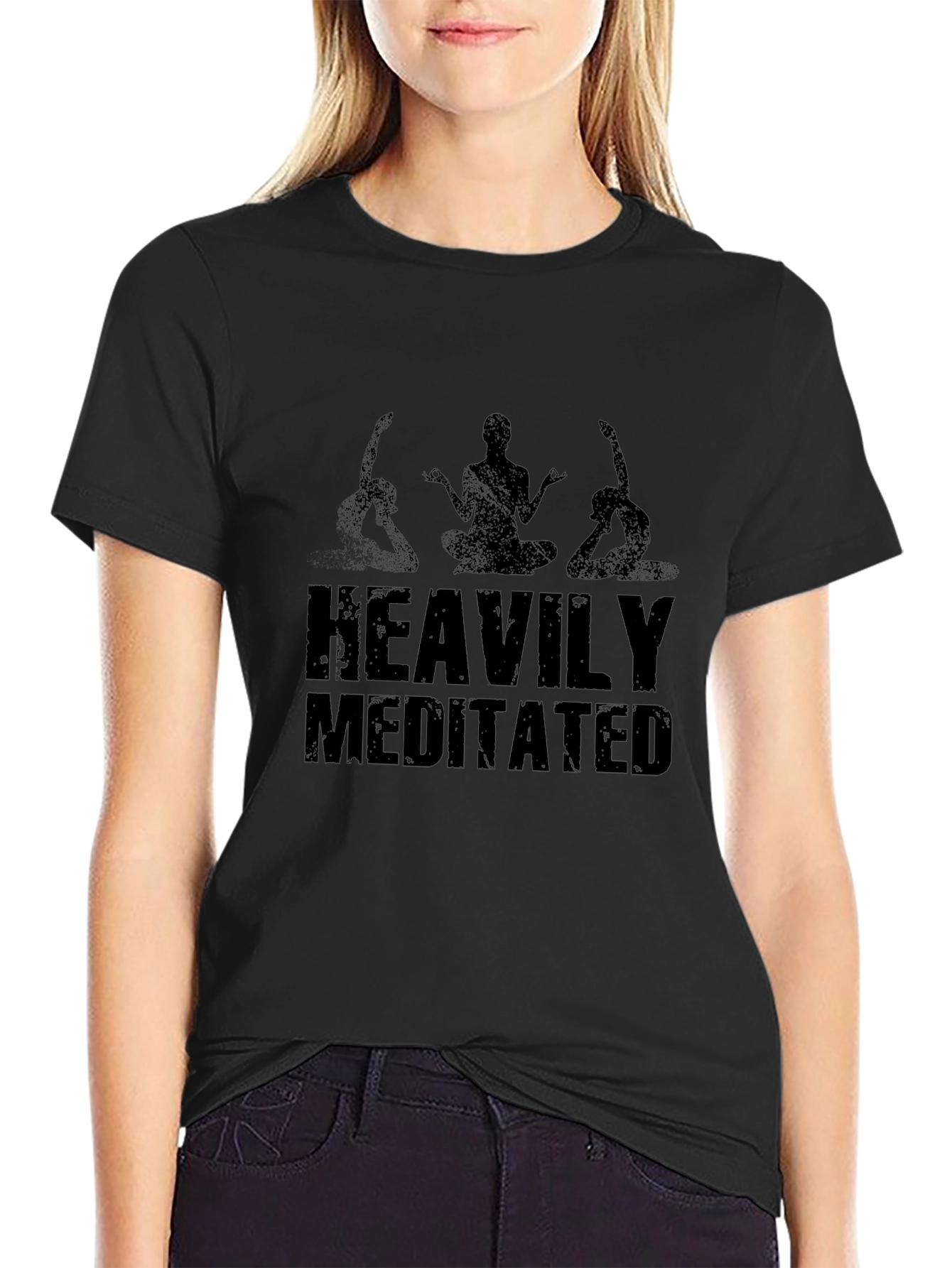 Heavily Meditated Black T-Shirt - Relaxed Fit
