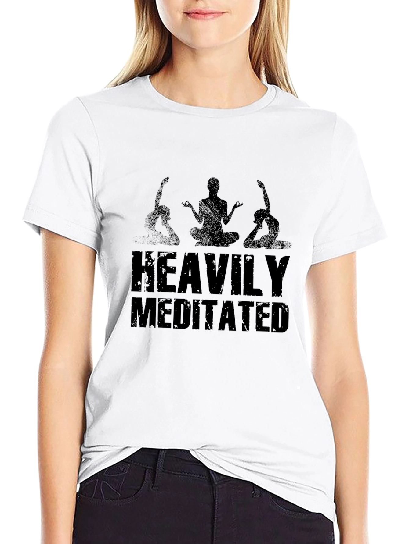 Heavily Meditated Black T-Shirt - Relaxed Fit