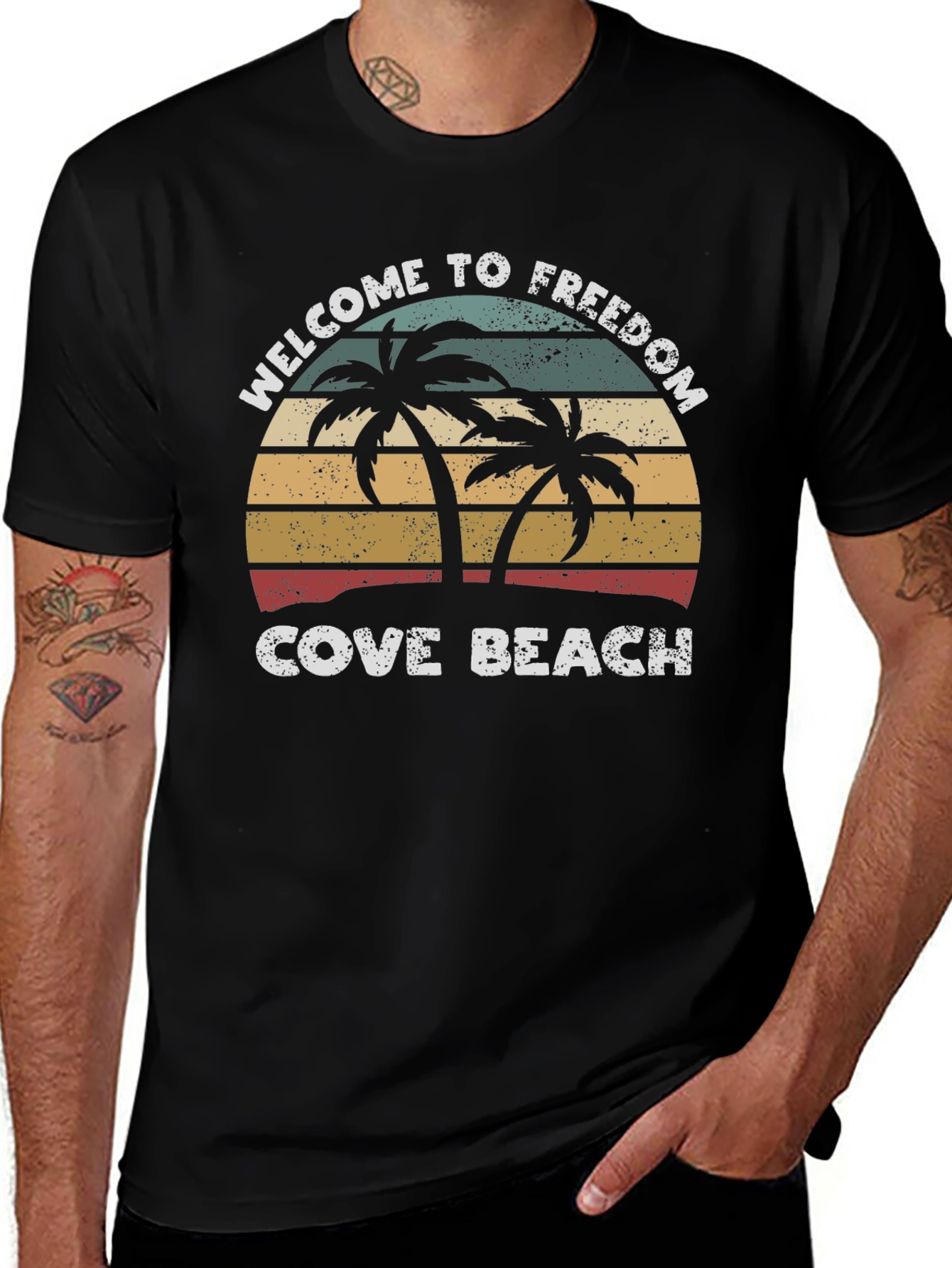 Welcome To Freedom Cove Beach Retro Graphic T-Shirt