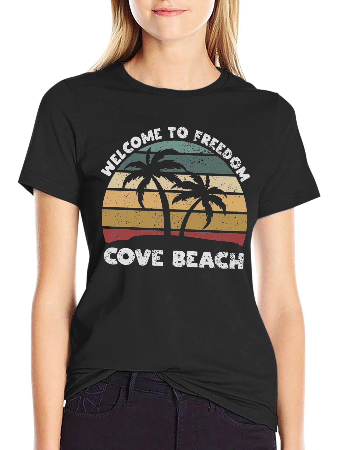 Welcome To Freedom Cove Beach Retro Graphic T-Shirt