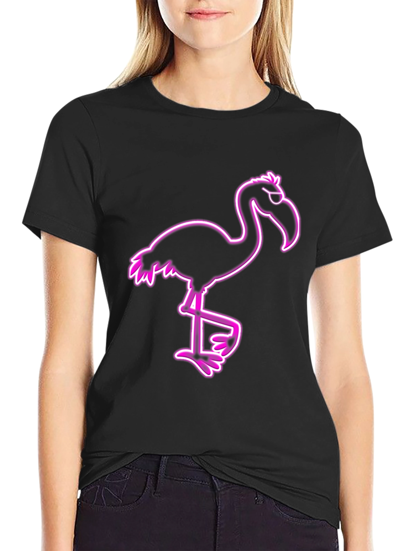 Cool Flamingo Graphic Tee - Black