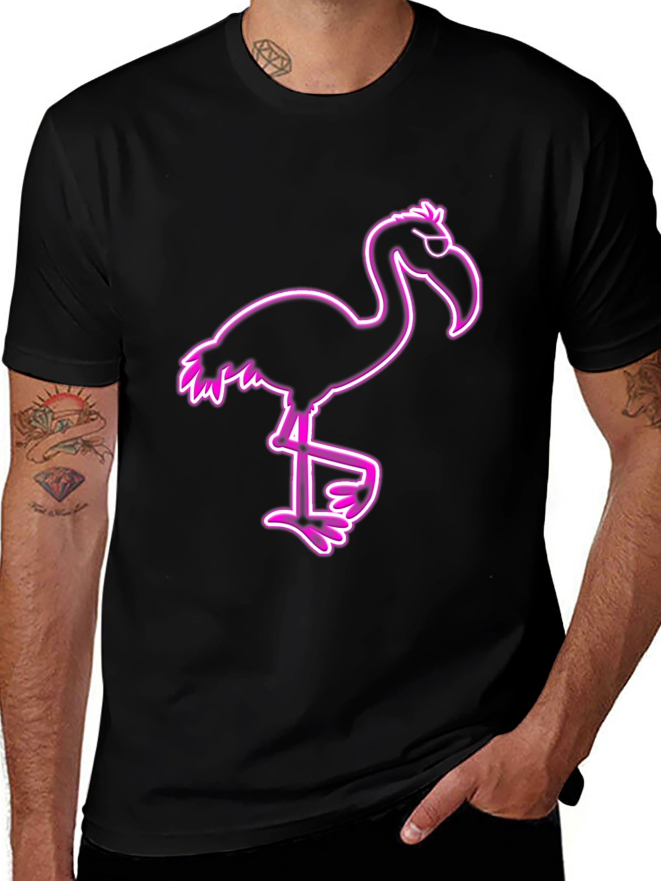 Cool Flamingo Graphic Tee - Black