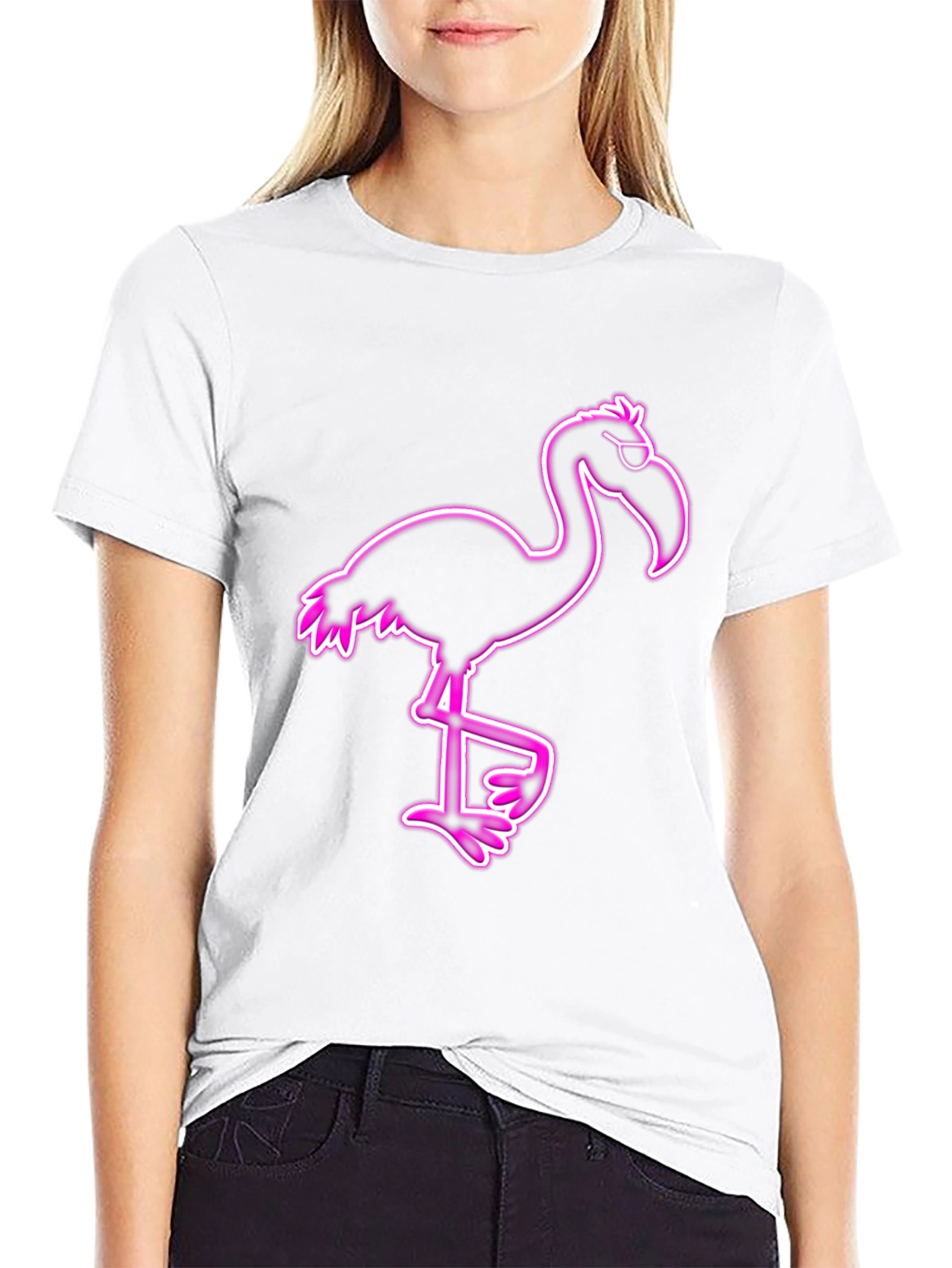Cool Flamingo Graphic Tee - Black