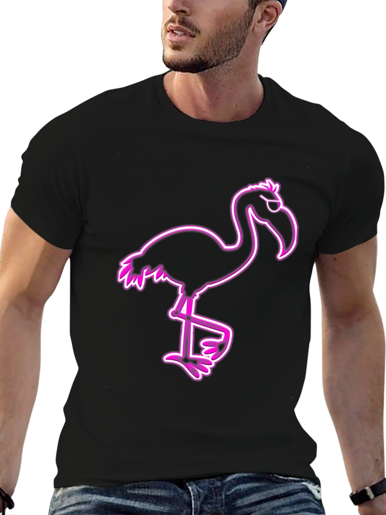Cool Flamingo Graphic Tee - Black