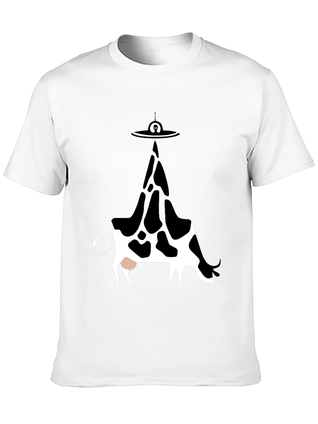 UFO Cow Abduction Graphic Tee - Black Cotton T-Shirt