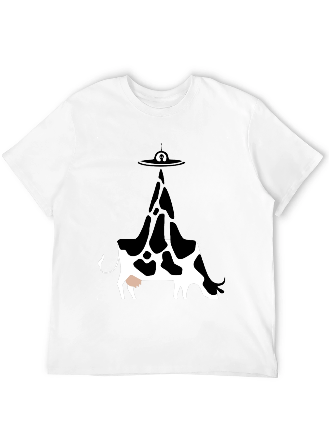 UFO Cow Abduction Graphic Tee - Black Cotton T-Shirt
