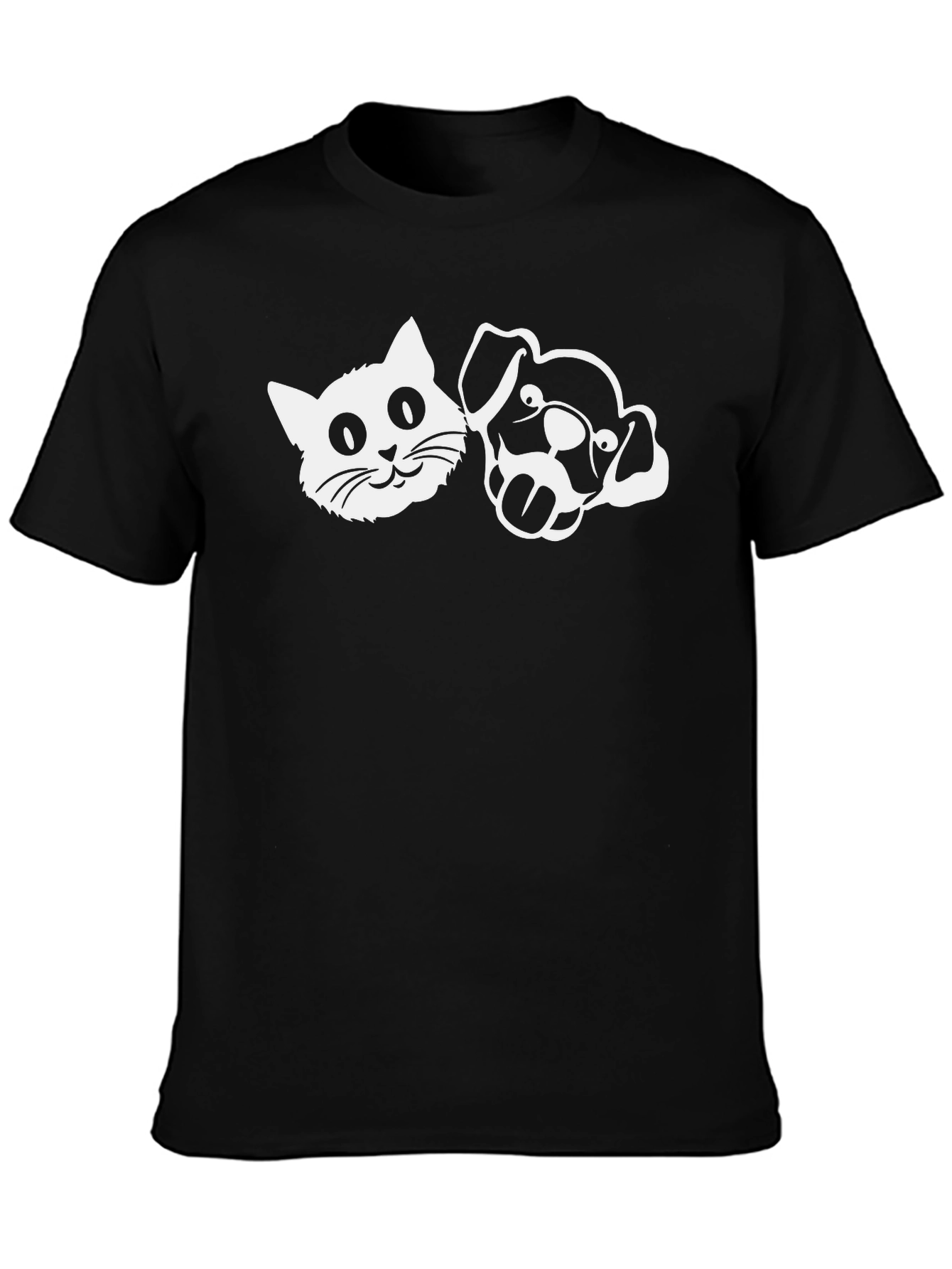 Cat & Dog Graphic Tee - Unisex Black T-Shirt