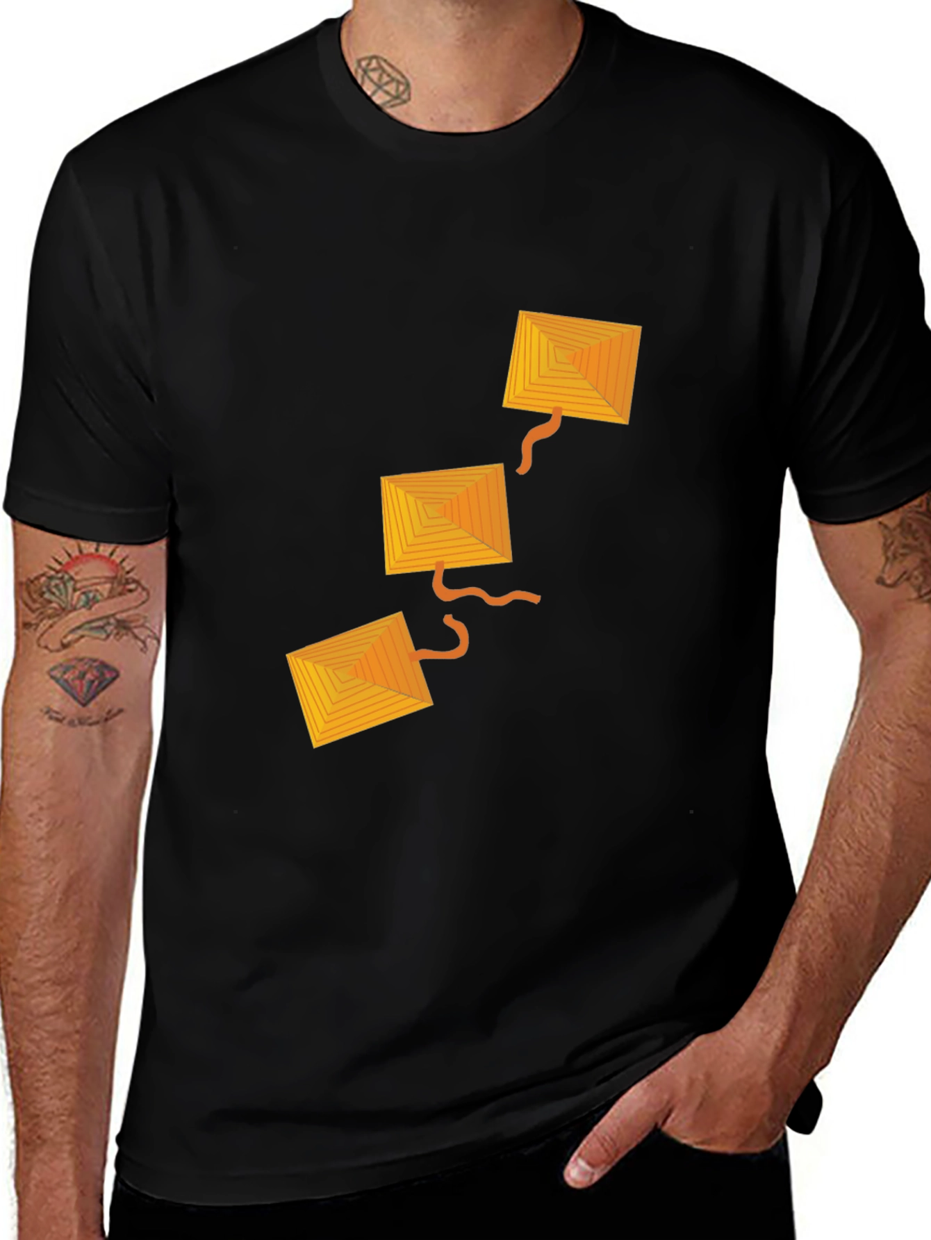 Geometric Kite Graphic Black T-Shirt