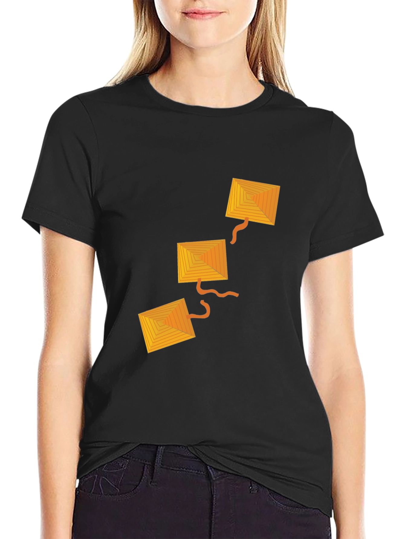 Geometric Kite Graphic Black T-Shirt