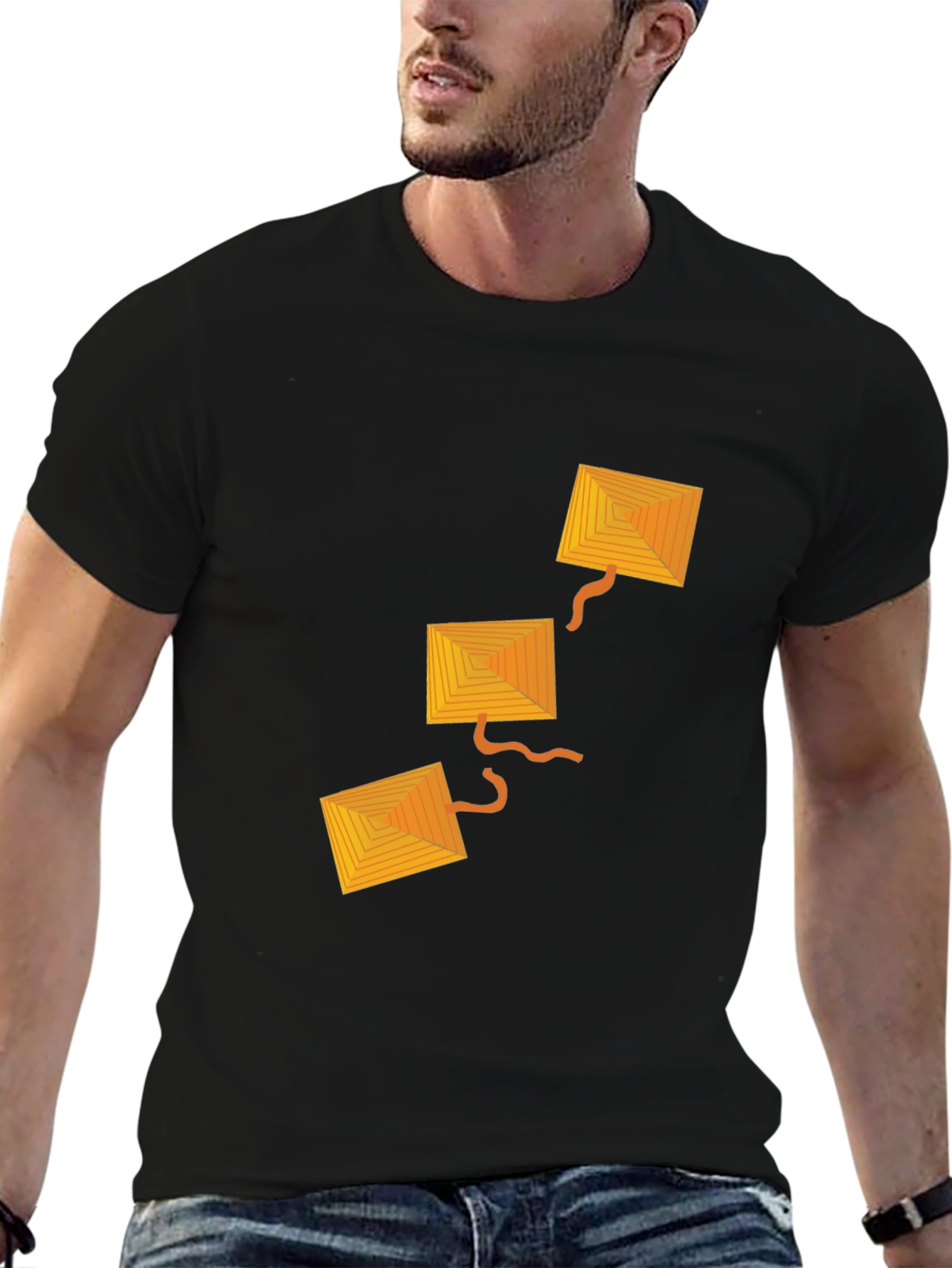 Geometric Kite Graphic Black T-Shirt