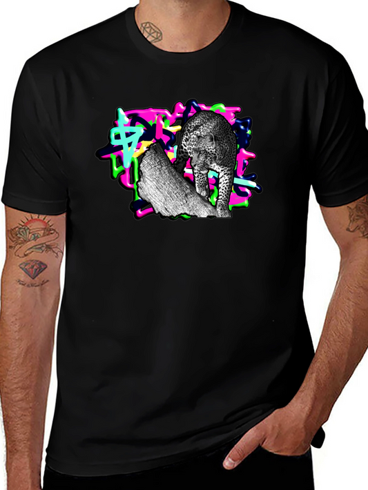 Graffiti Leopard Tee - Unique Graphic Print T-Shirt