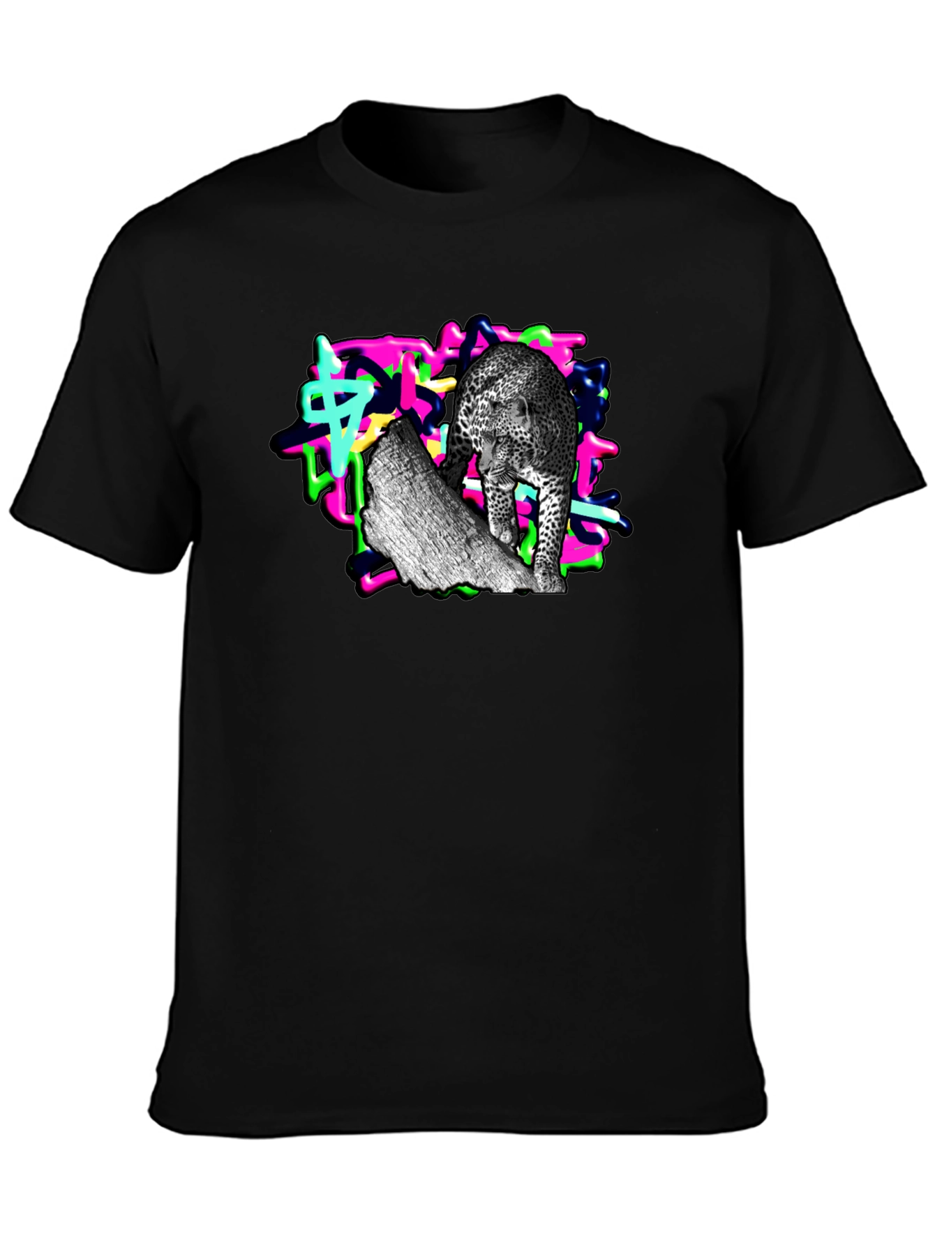 Graffiti Leopard Tee - Unique Graphic Print T-Shirt