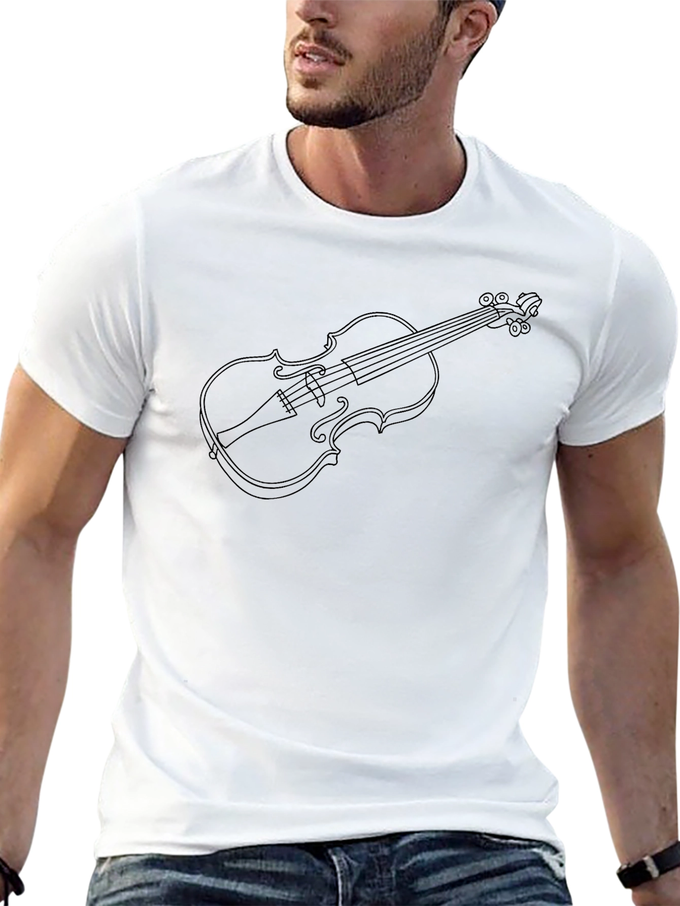 Violin Outline Graphic Tee - Unisex Black T-Shirt