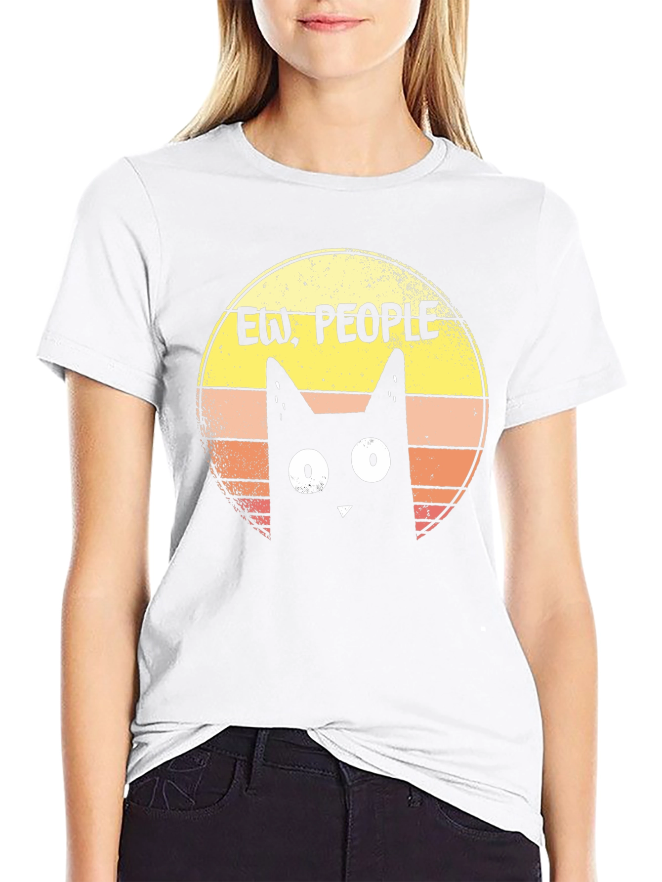Ew People! Black Cat Graphic T-Shirt