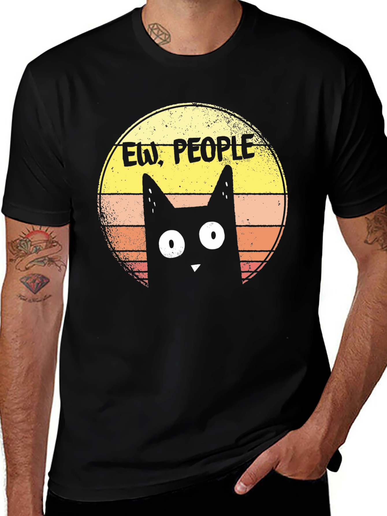 Ew People! Black Cat Graphic T-Shirt