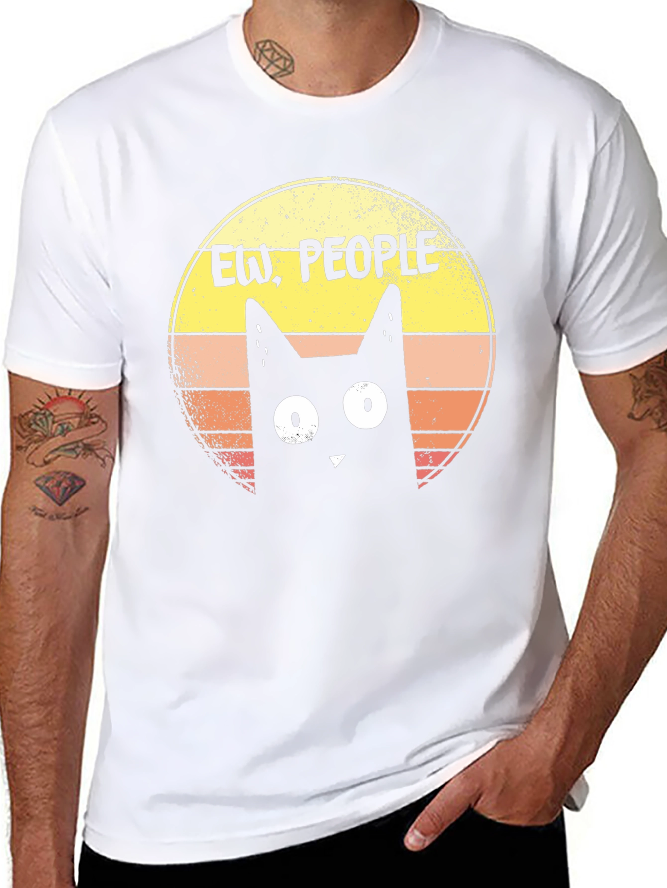 Ew People! Black Cat Graphic T-Shirt