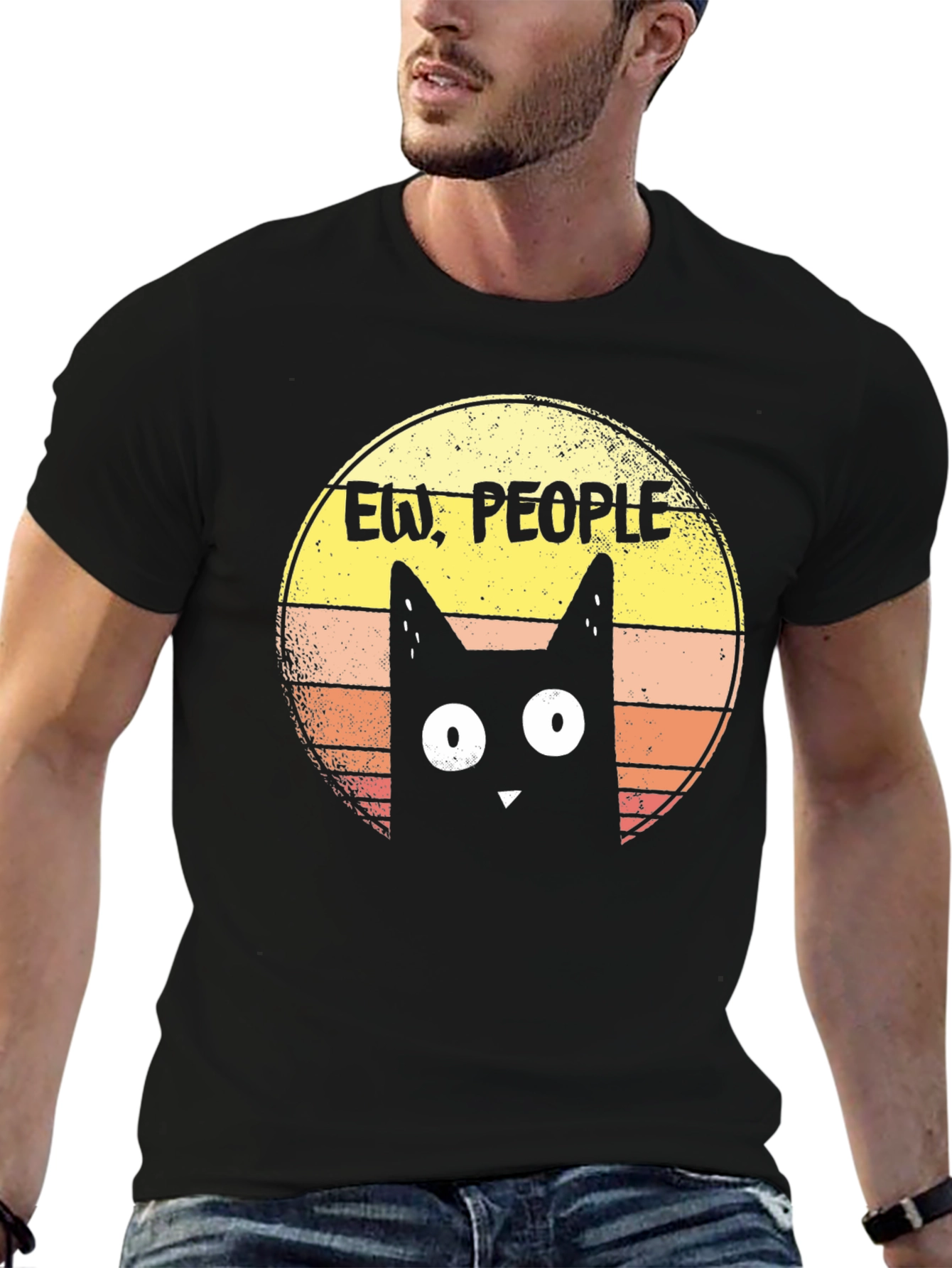 Ew People! Black Cat Graphic T-Shirt