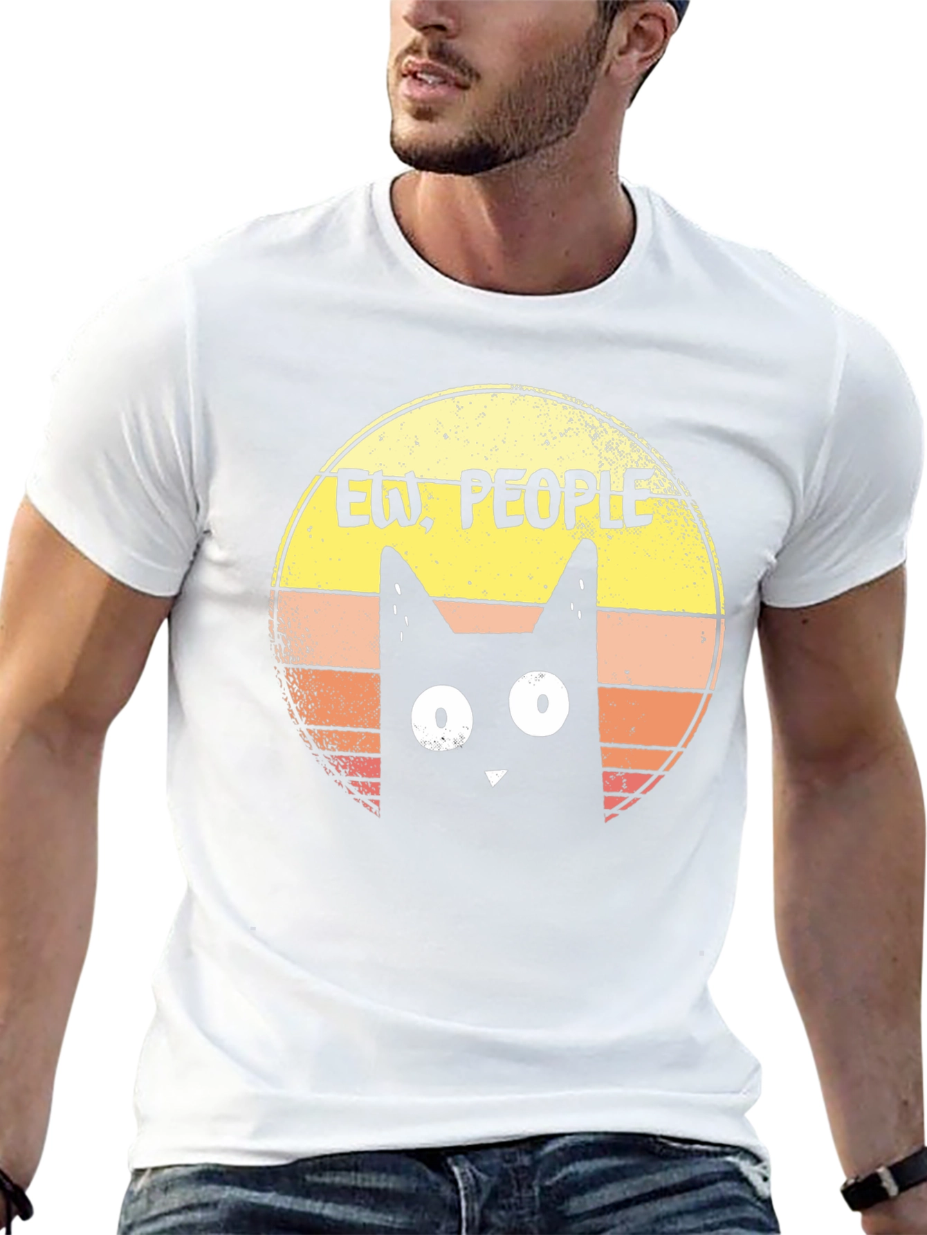Ew People! Black Cat Graphic T-Shirt