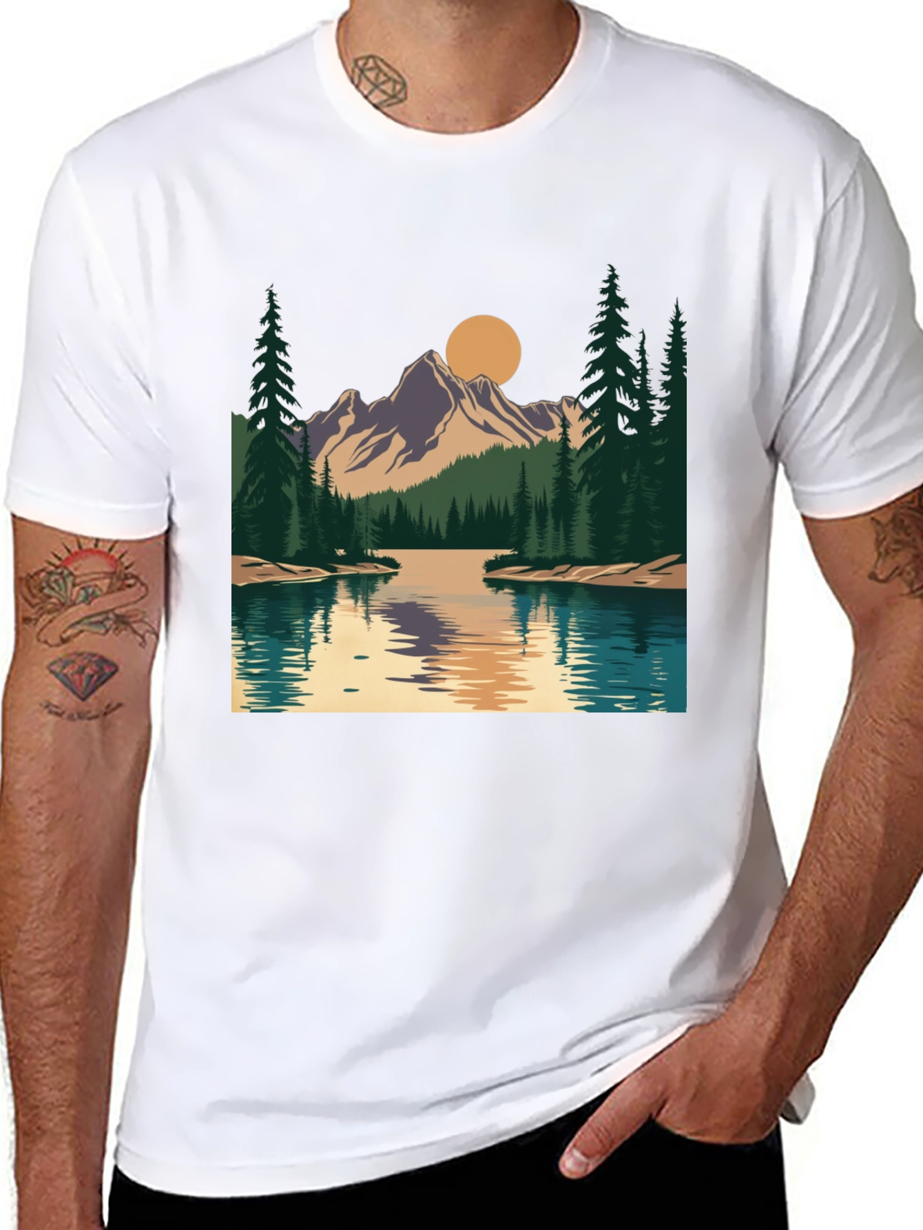 Mountain Lake Graphic Tee - Nature Inspired Design