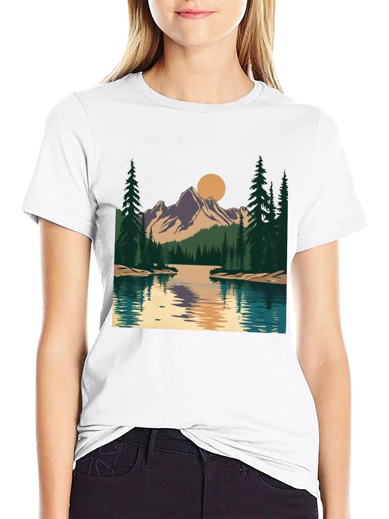 Mountain Lake Graphic Tee - Nature Inspired Design