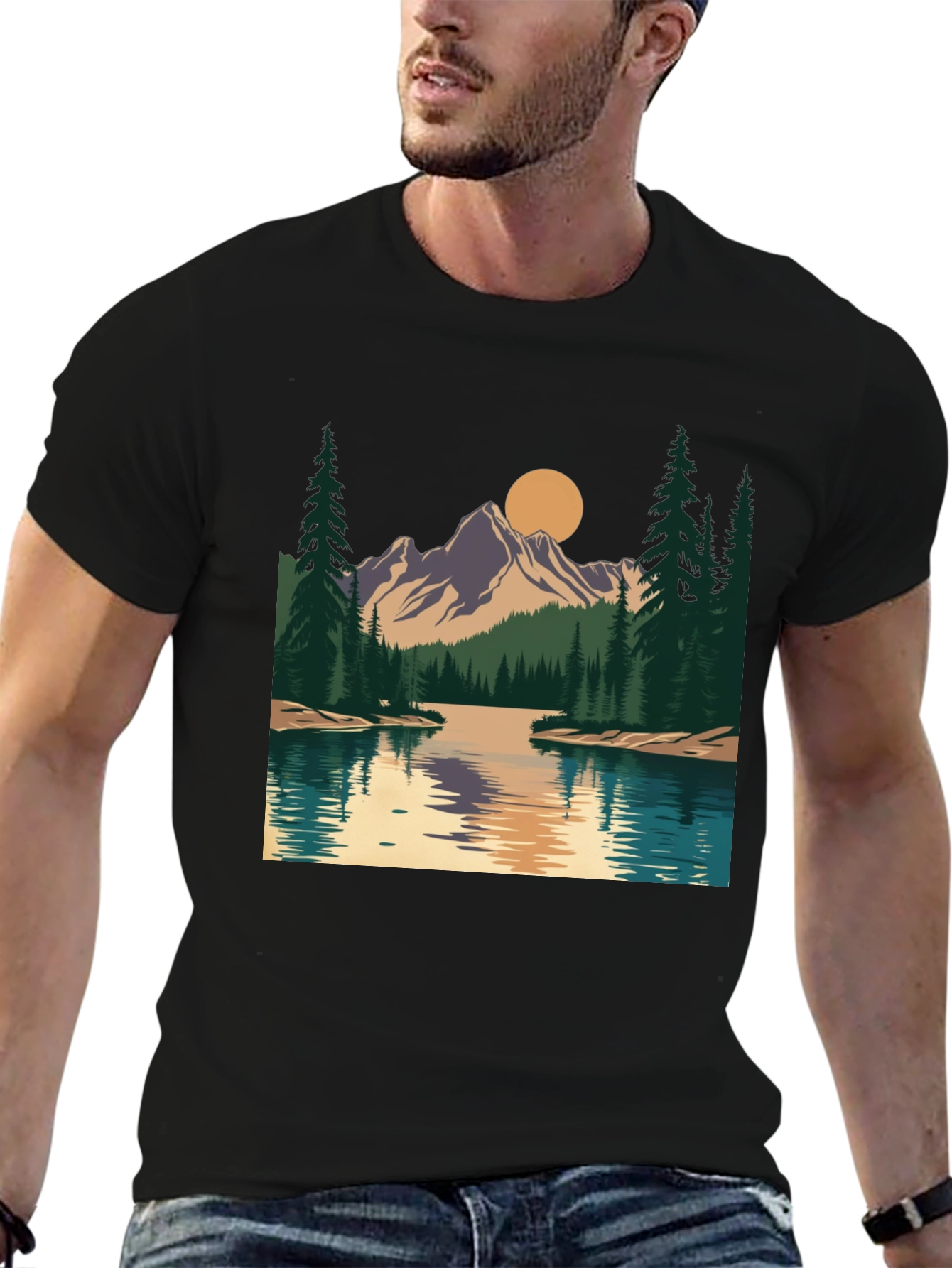 Mountain Lake Graphic Tee - Nature Inspired Design