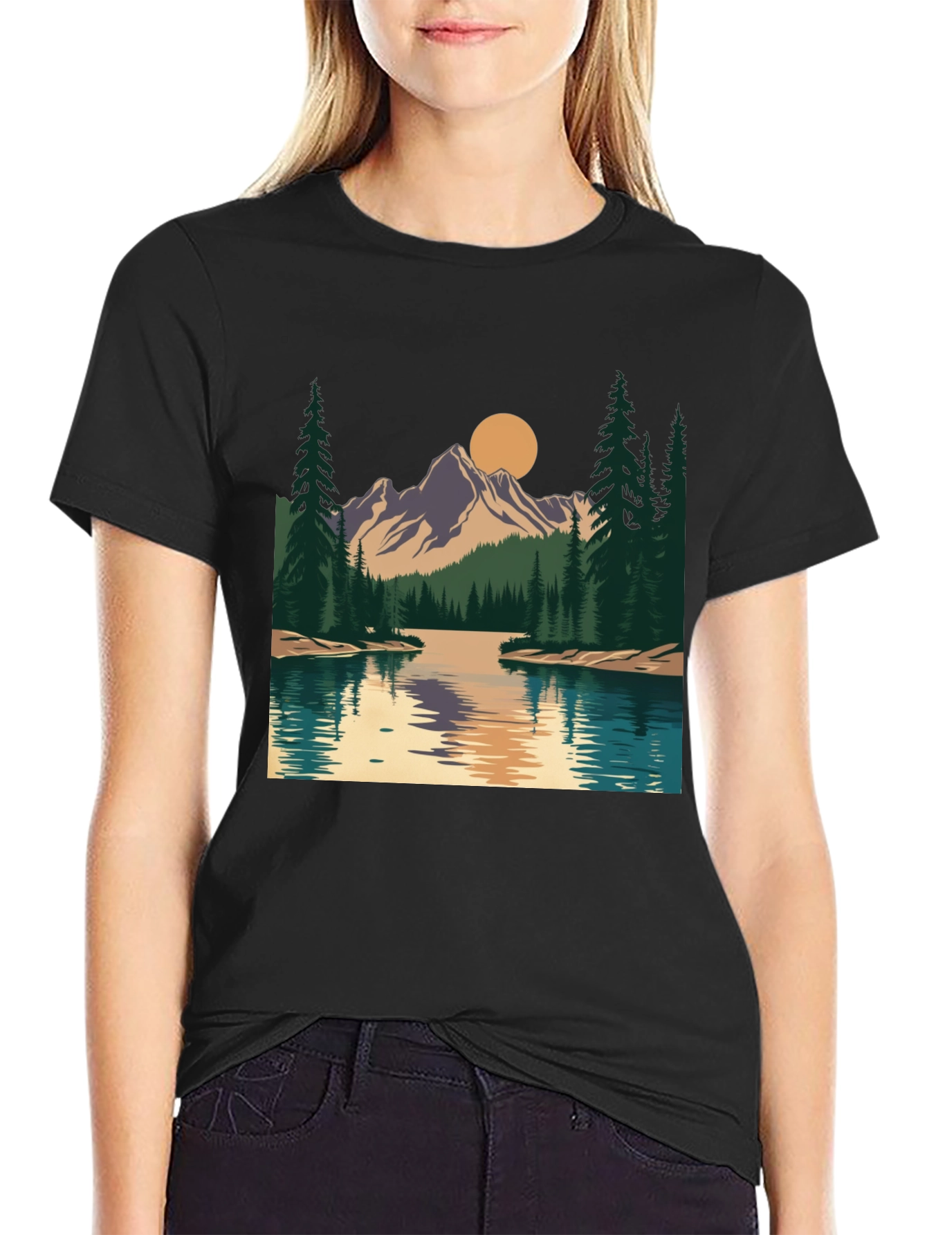 Mountain Lake Graphic Tee - Nature Inspired Design