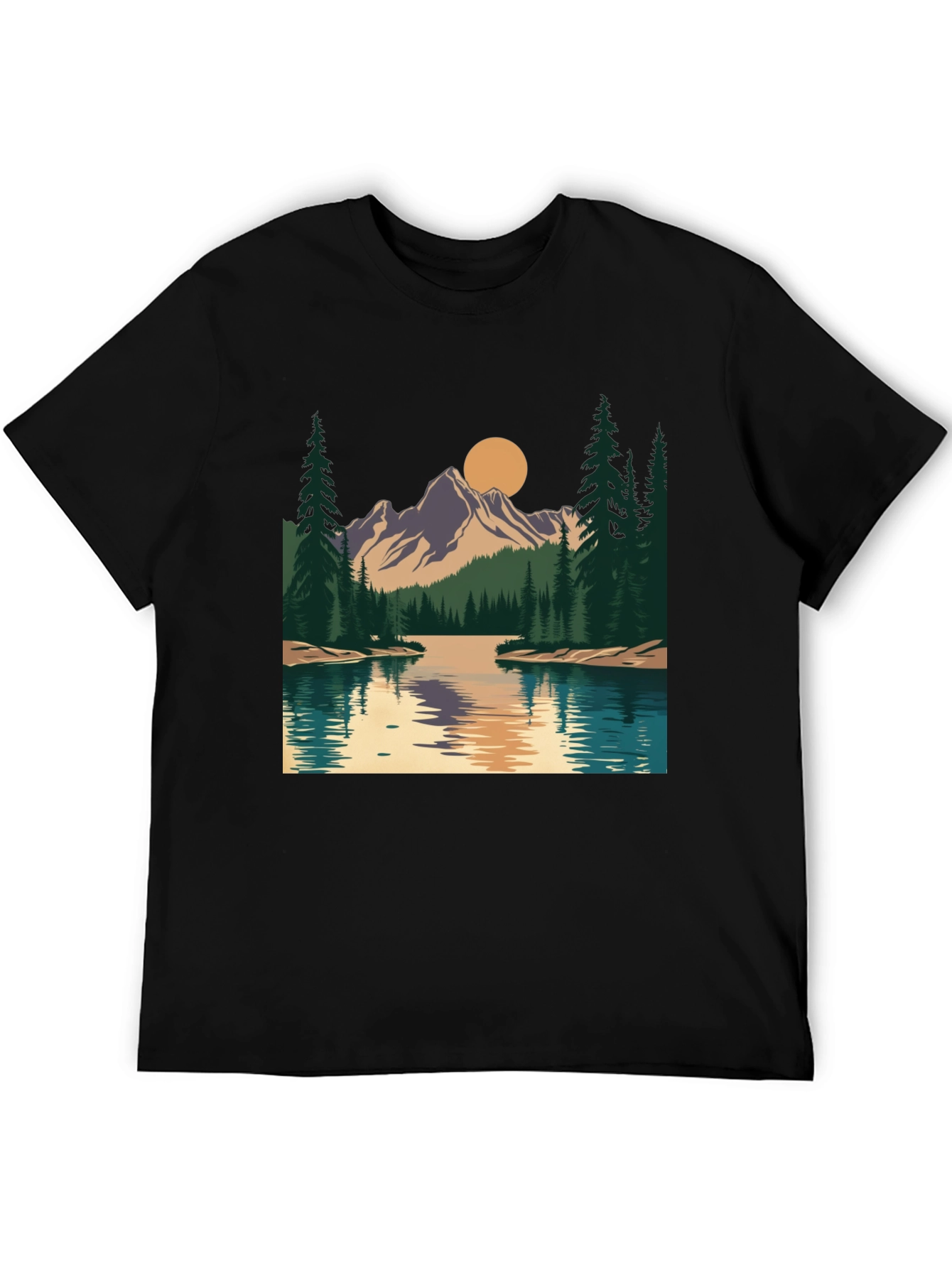 Mountain Lake Graphic Tee - Nature Inspired Design